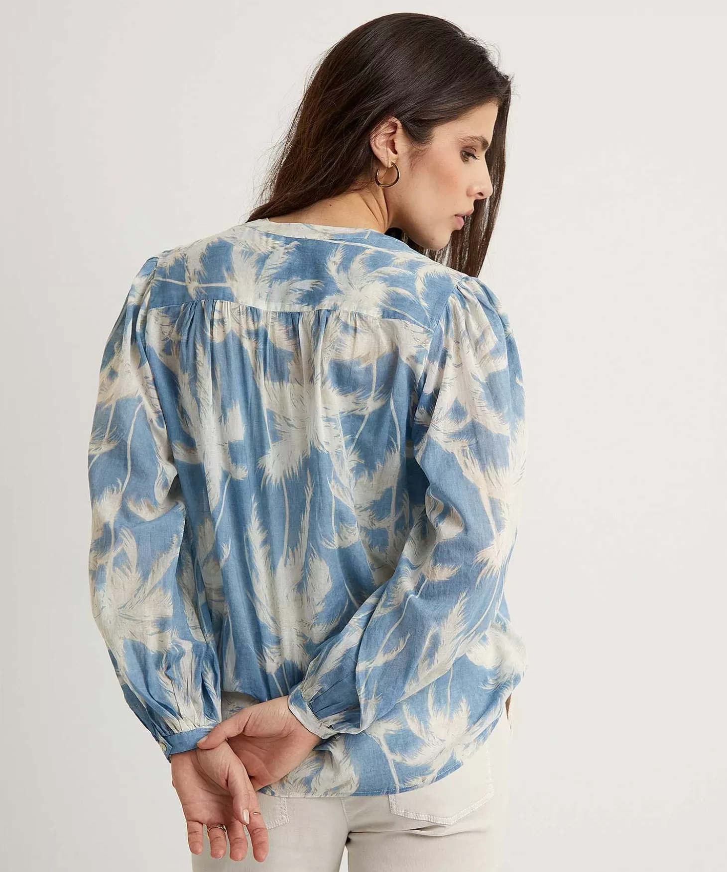 Cotton Voile Blouse Palm Trees Anni*0039 ITALY Store