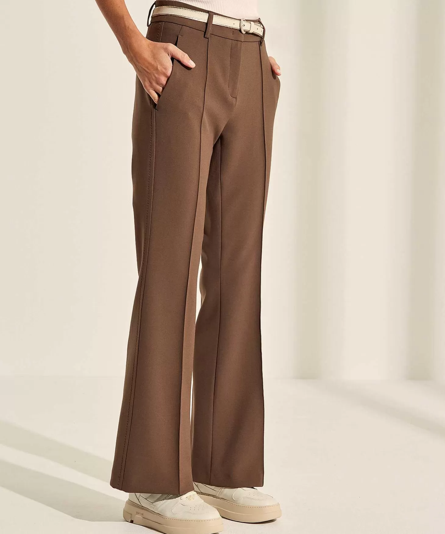 Flared Trousers Pintucks Fawn*Cambio Clearance