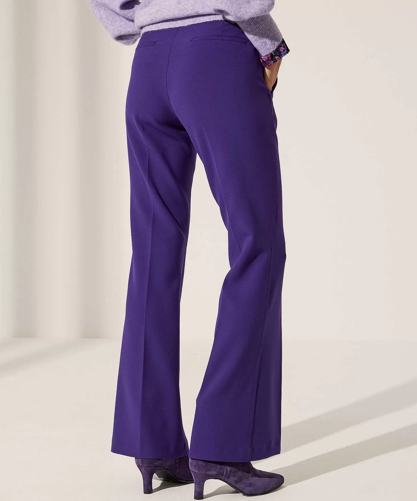 Flared Trousers Pintucks Fawn*Cambio Best Sale