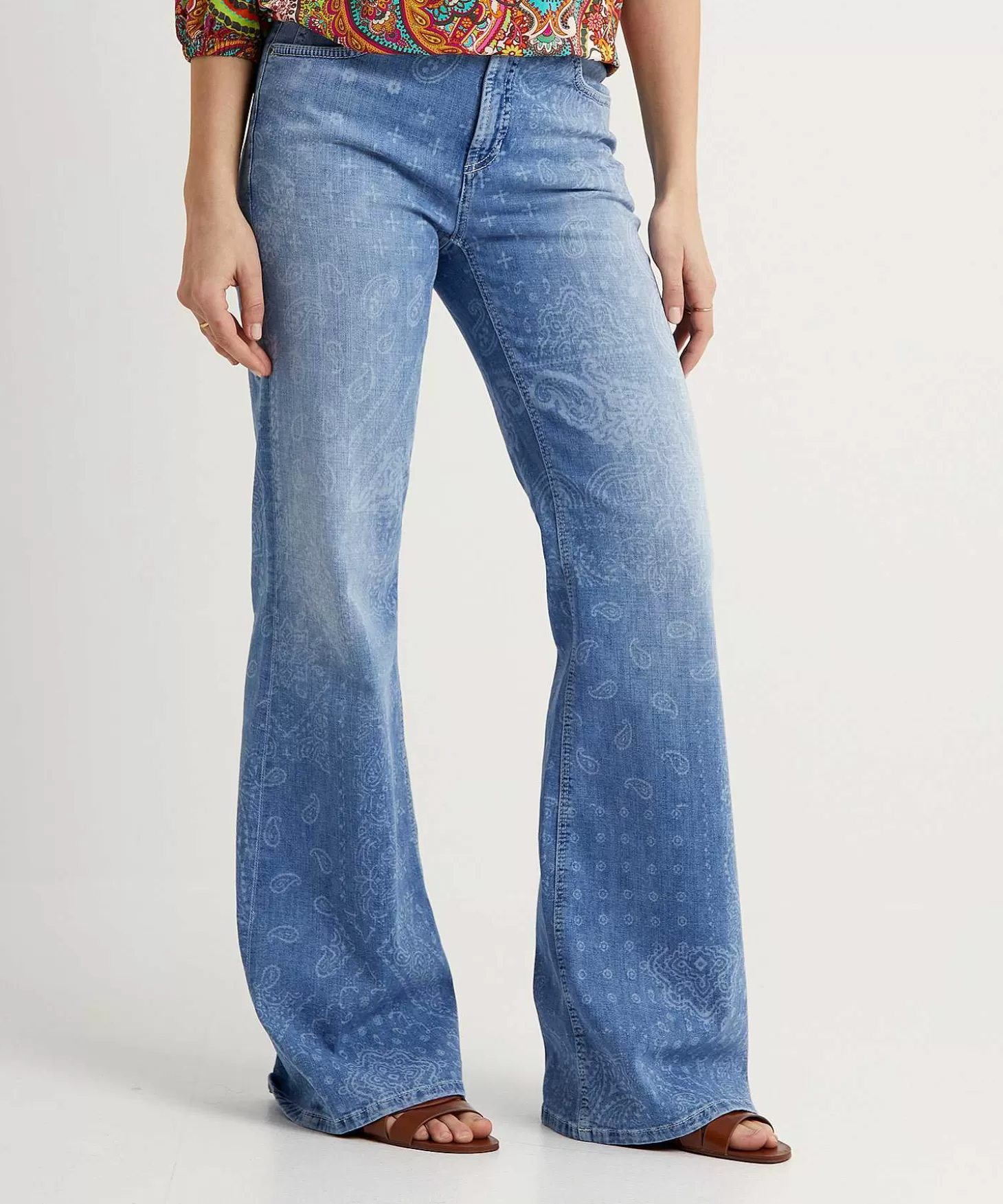 Wide Leg Jeans Paisley Print Fabienne*Cambio Sale