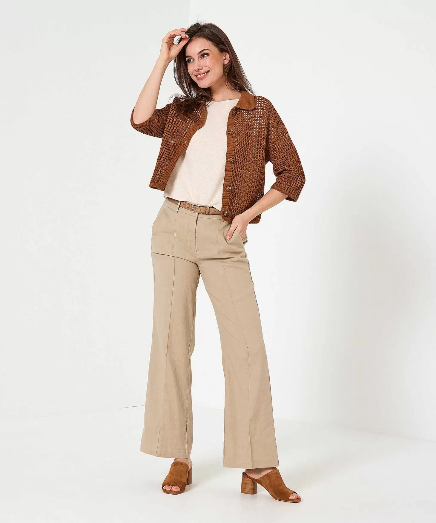 Wide Leg Pants Linen Mix Amelie*Cambio Sale