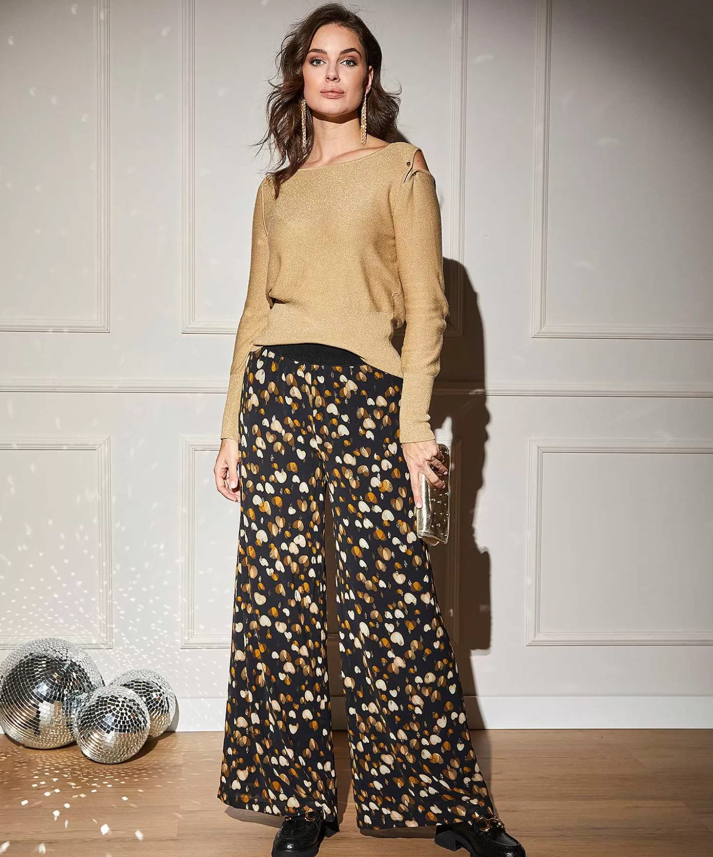 Wide Leg Pants Hearts Lurex*Caroline Biss Discount