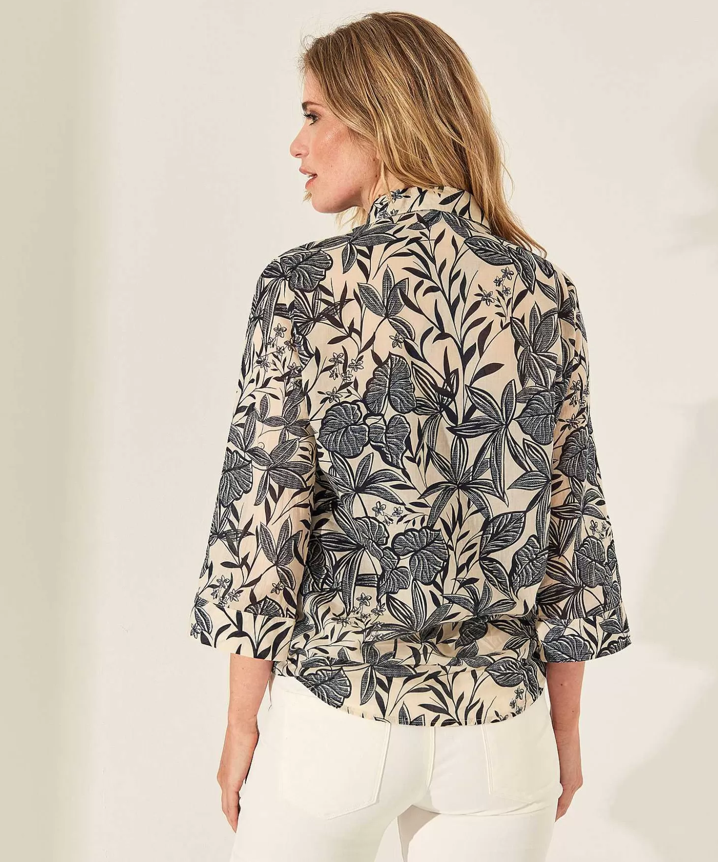 Cotton Voile Blouse Leaf Print** Discount