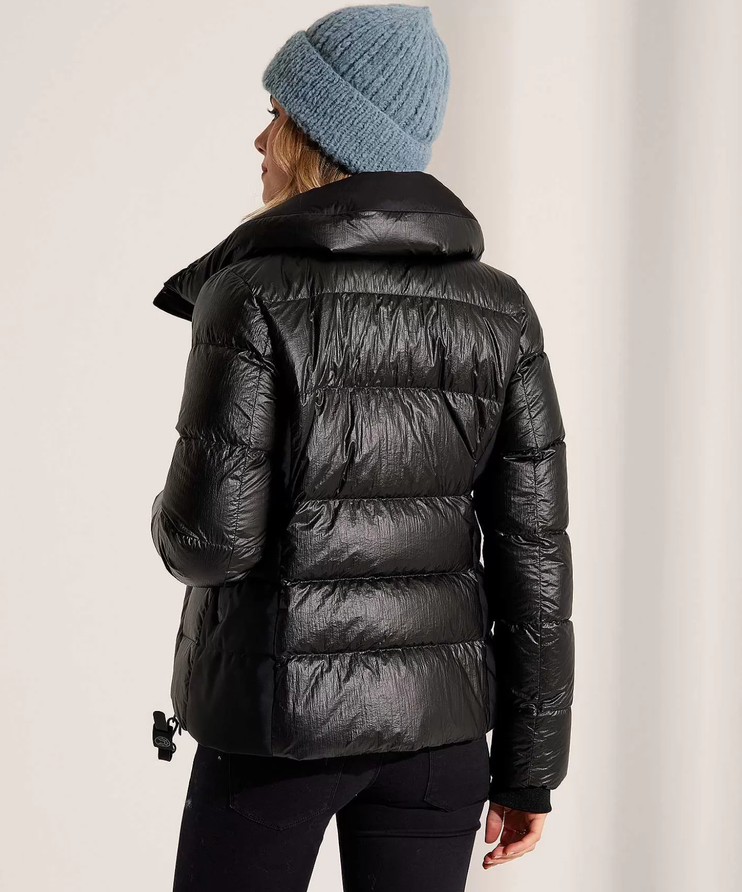 Short Down Jacket Leather Look Coated*Creenstone Best