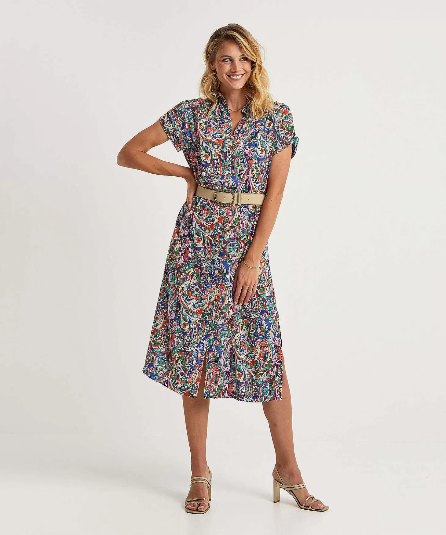 Button-Down Dress Multi Paisley*GIULIA E TU Cheap