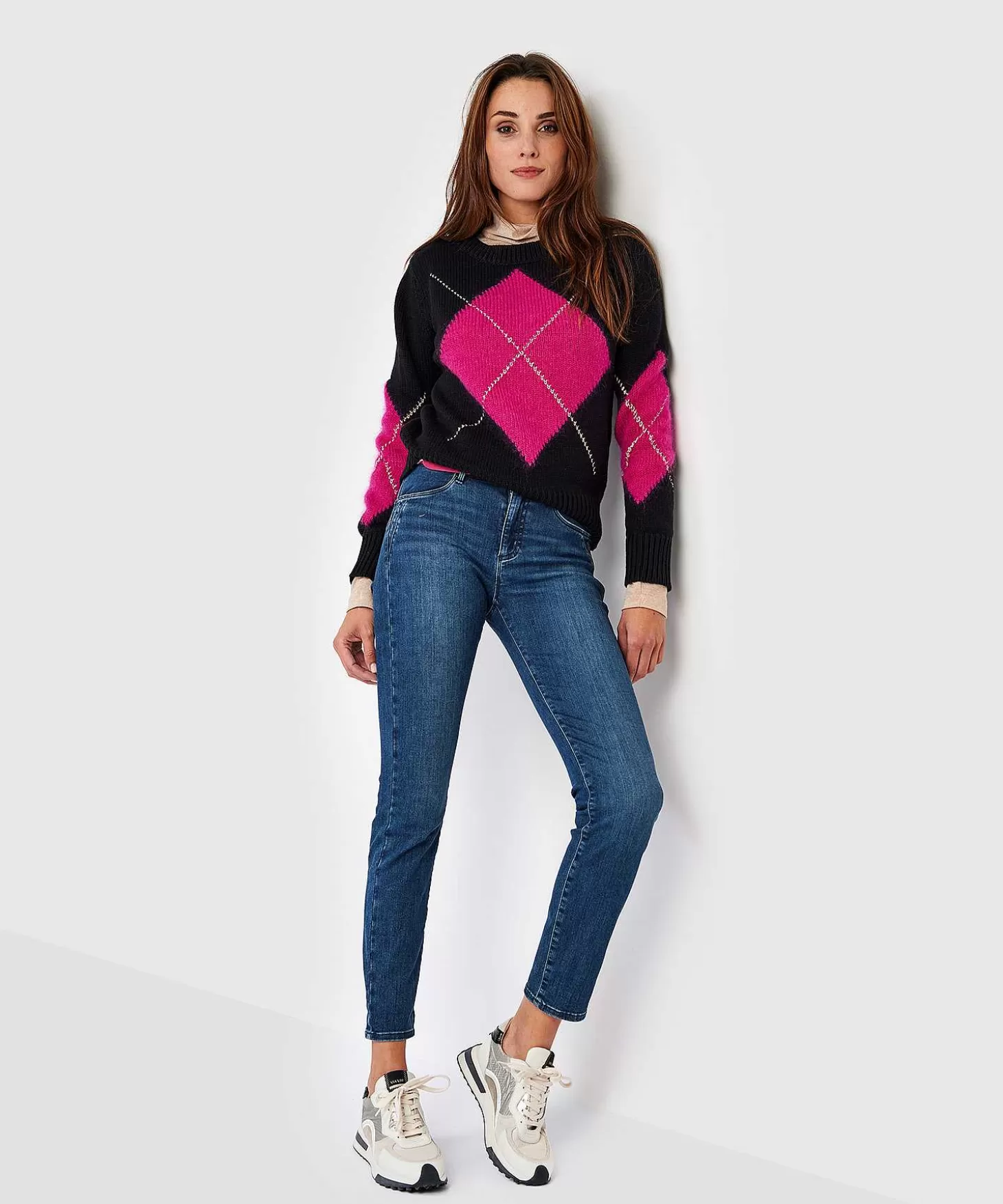 Knitted Sweater Argyle Pattern*GIULIA E TU Cheap