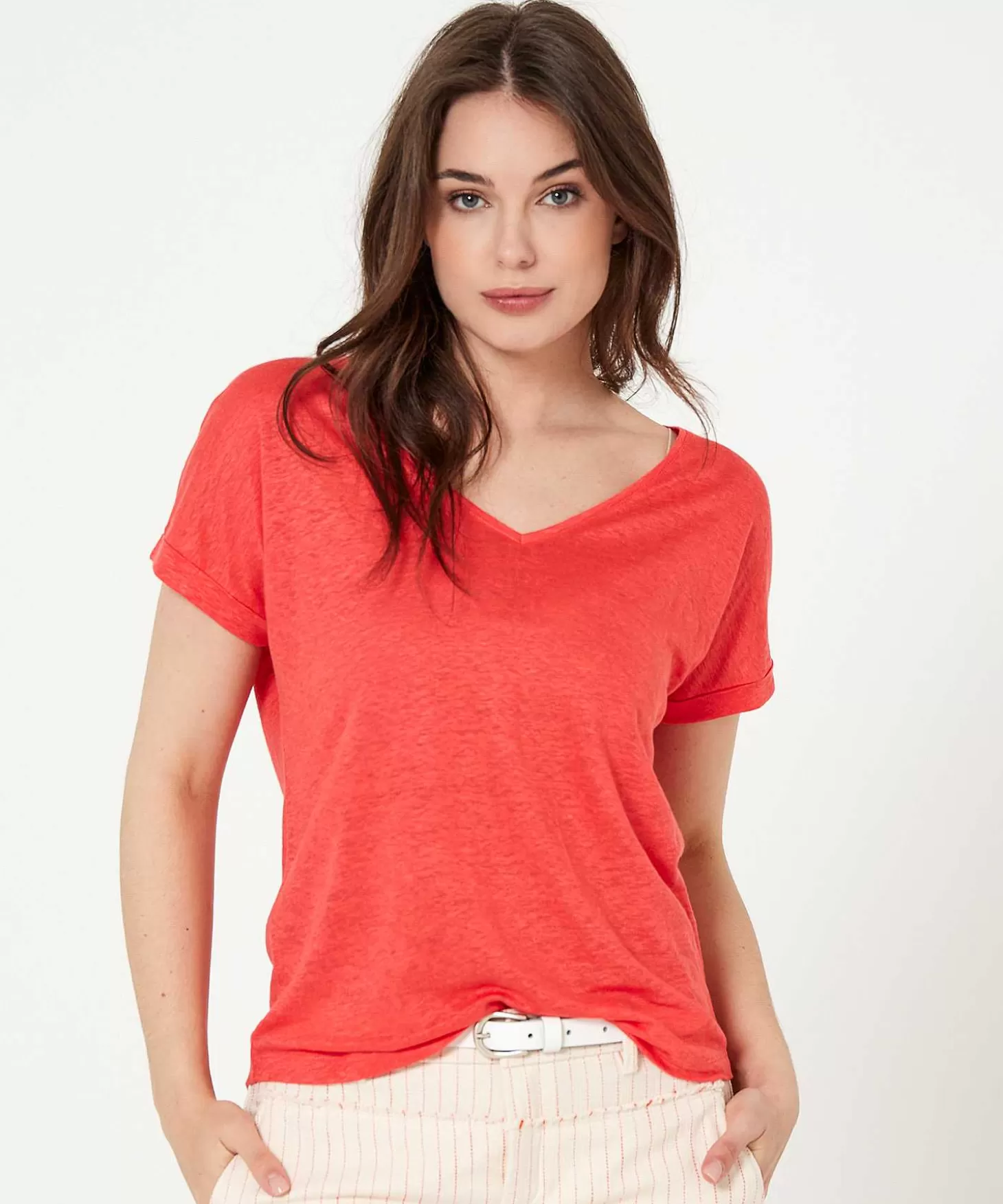 Linen Shirt V-Neck*GIULIA E TU Flash Sale