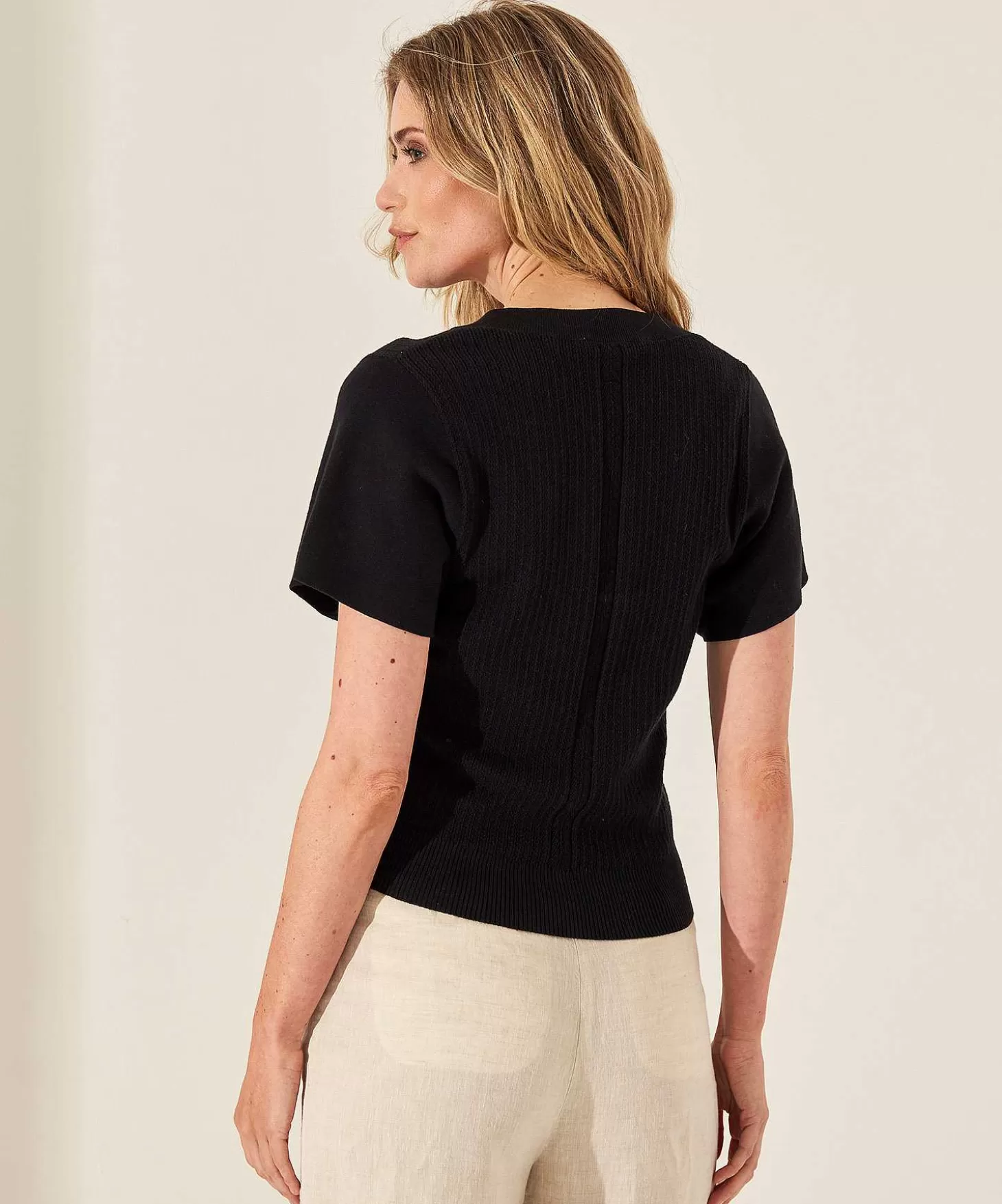 Pointelle Sweater V-Neck*GIULIA E TU Shop