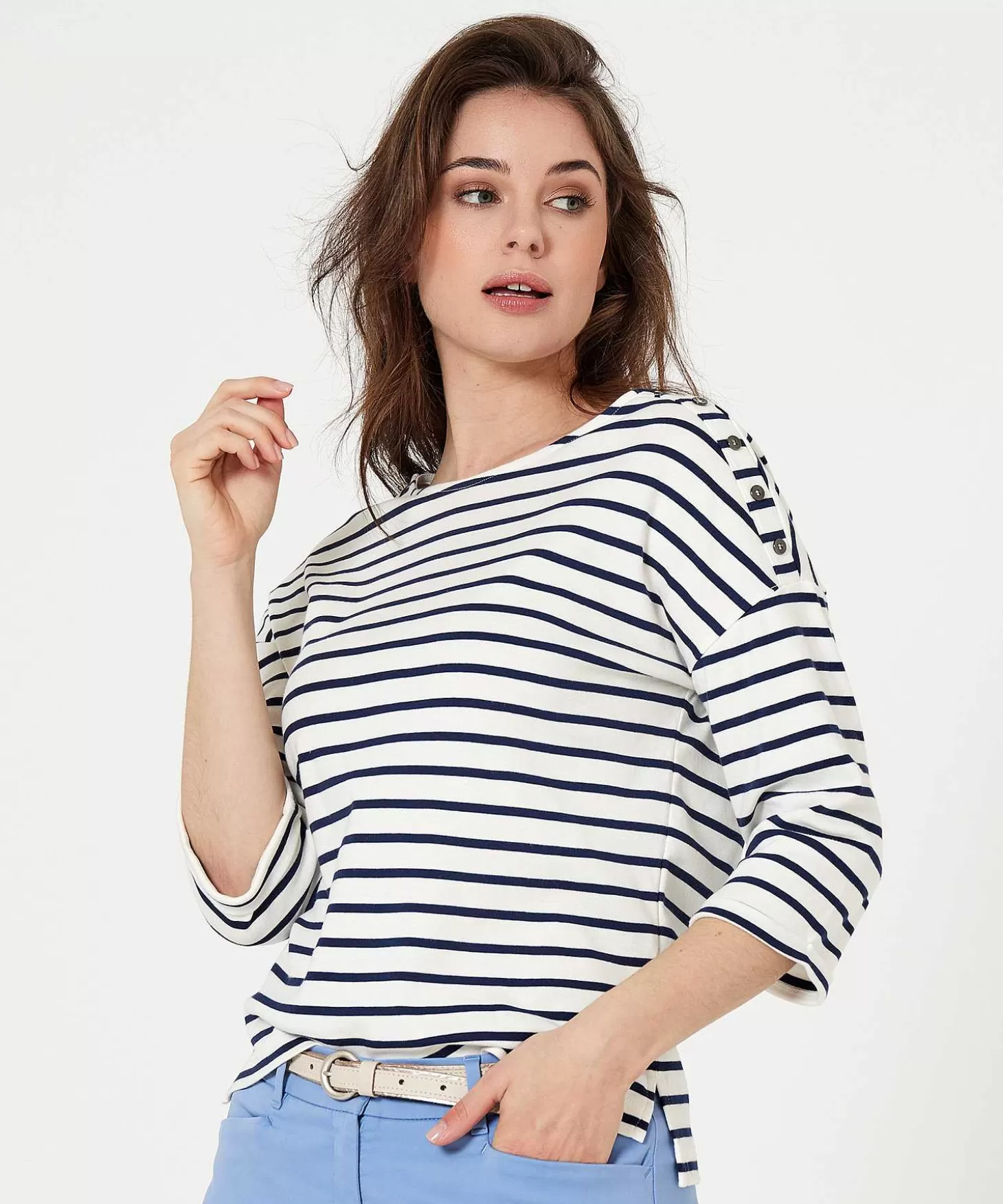 Shirt Breton Stripe Buttons*GIULIA E TU Online