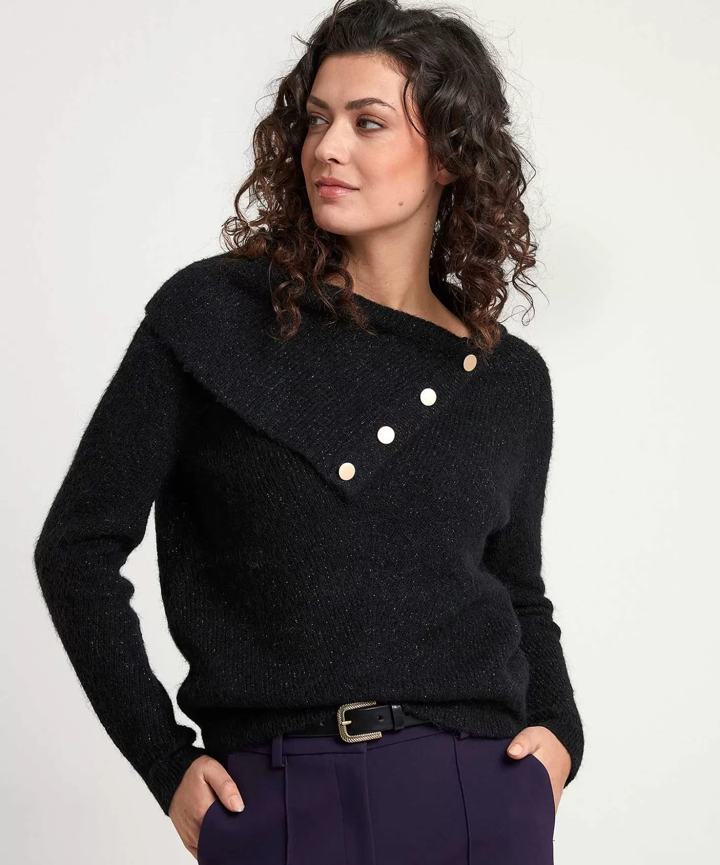 Turtleneck Diagonal Buttons*GIULIA E TU Best Sale