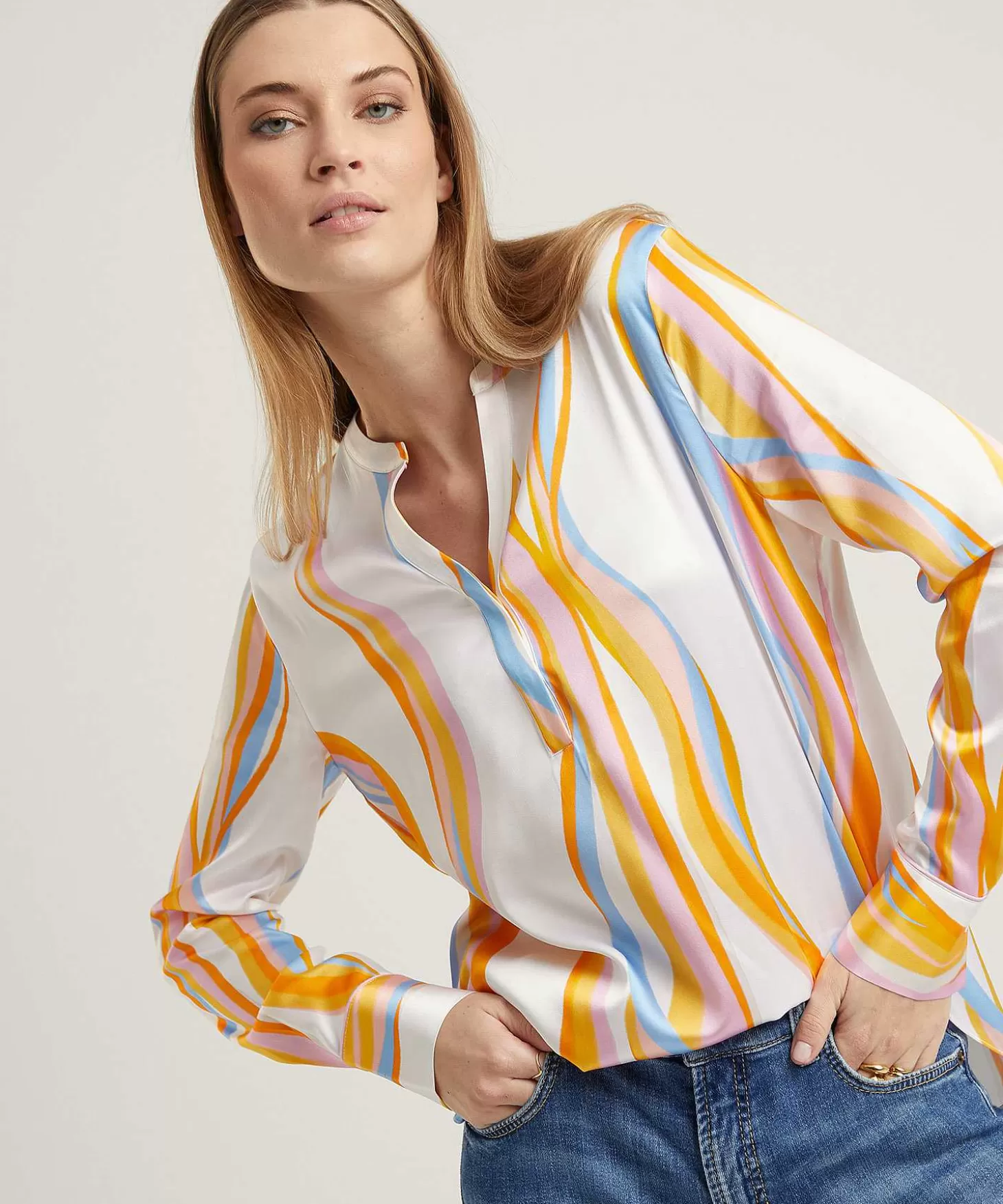 Blouse Silk Flame Print*Herzen's Angelegenheit Store