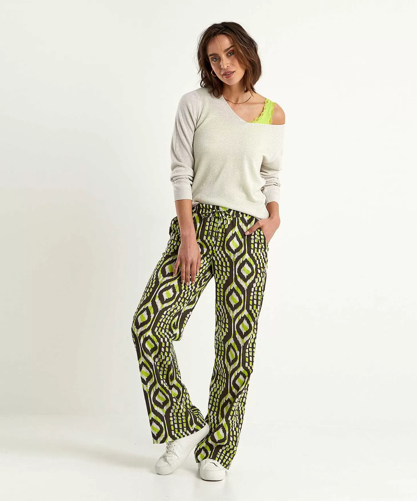 Linen Mix Pants Ikat Print Miranda*KYRA New