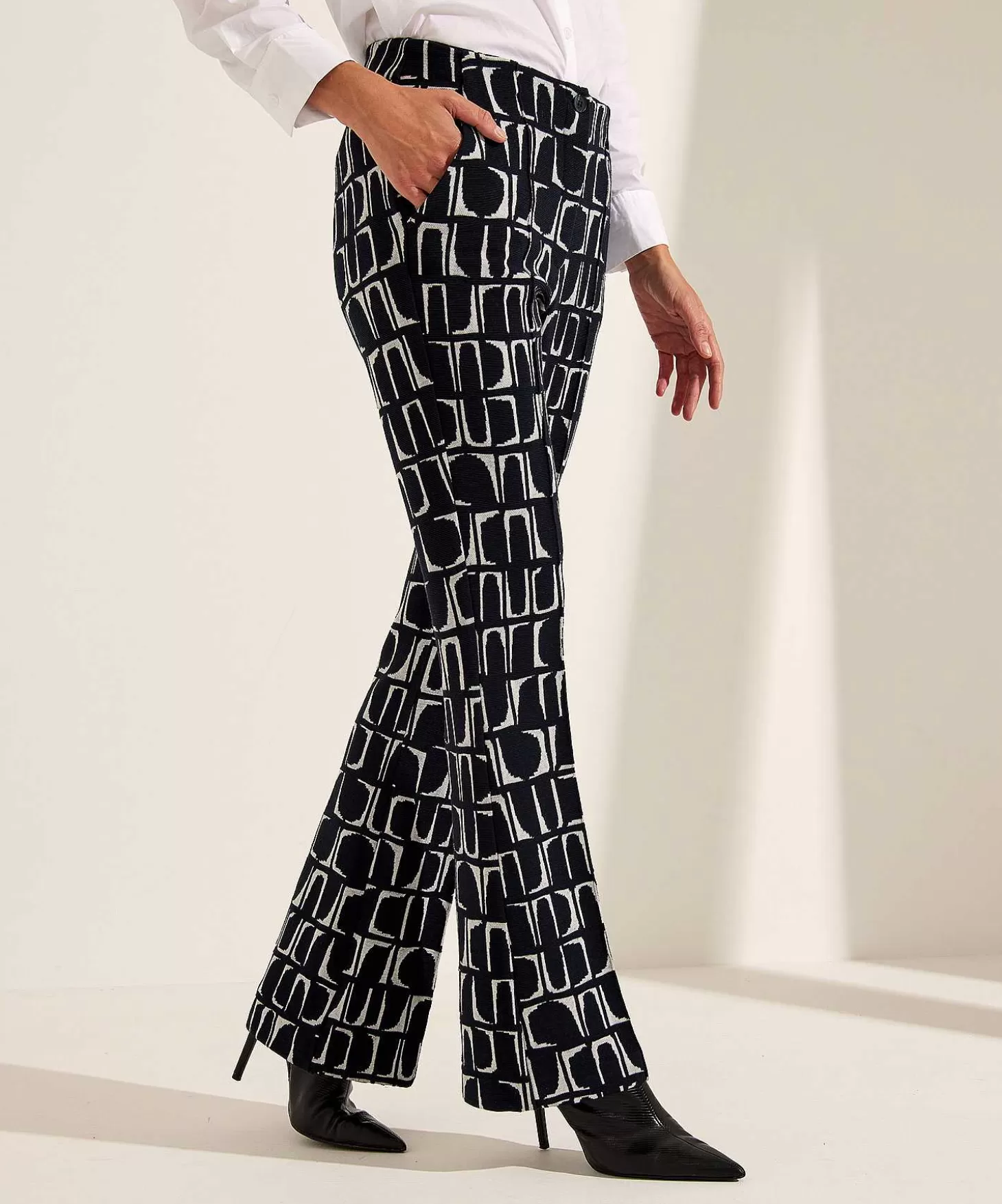 Wide Leg Trousers Geo Print Dipper*KYRA Best