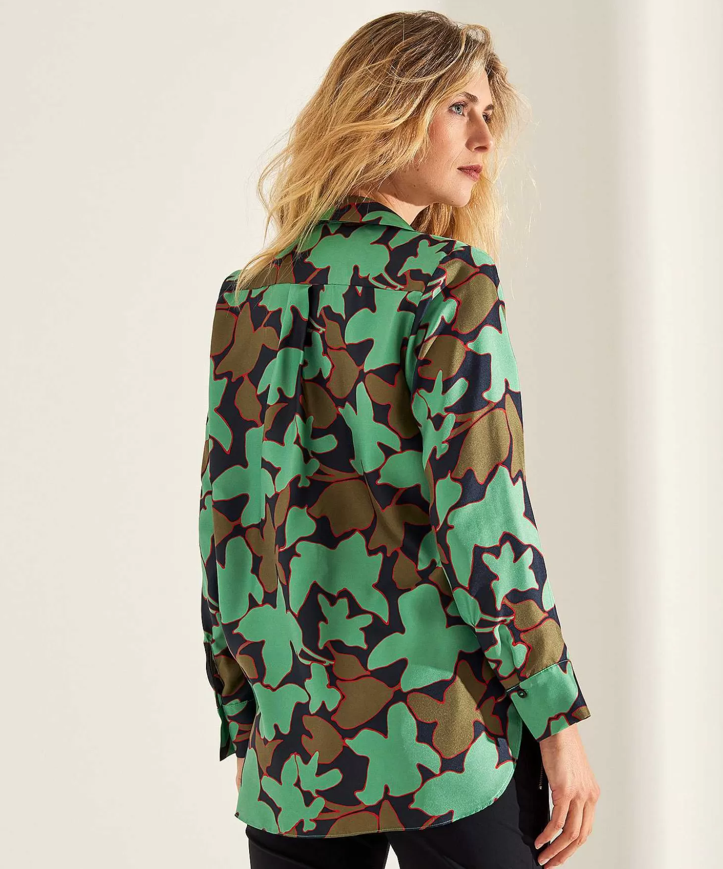 Blouse Leaf Print Silk New York*LaSalle Online