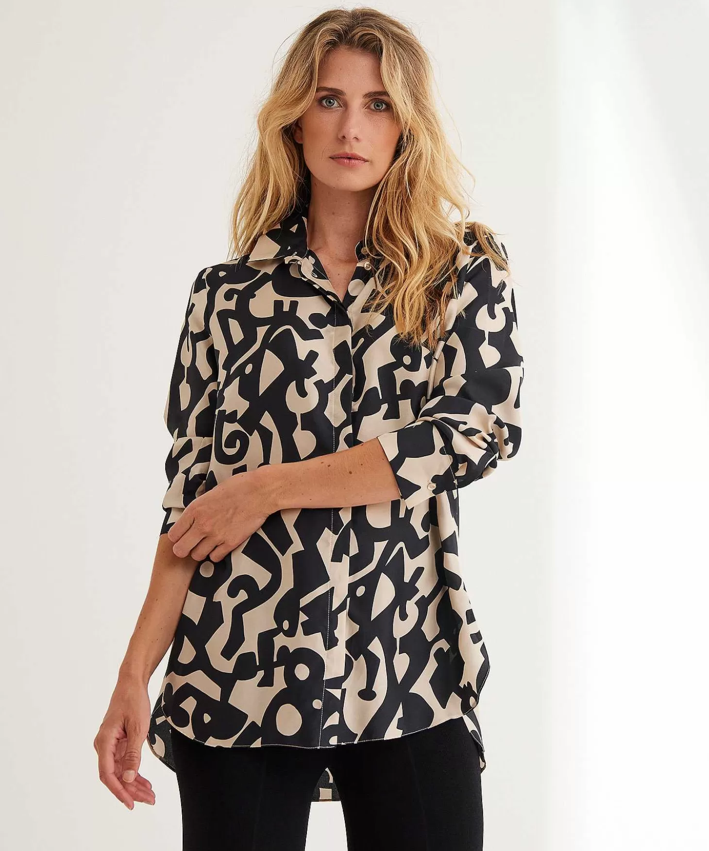 Blouse Two-Tone Print Silk Cairo*LaSalle Flash Sale