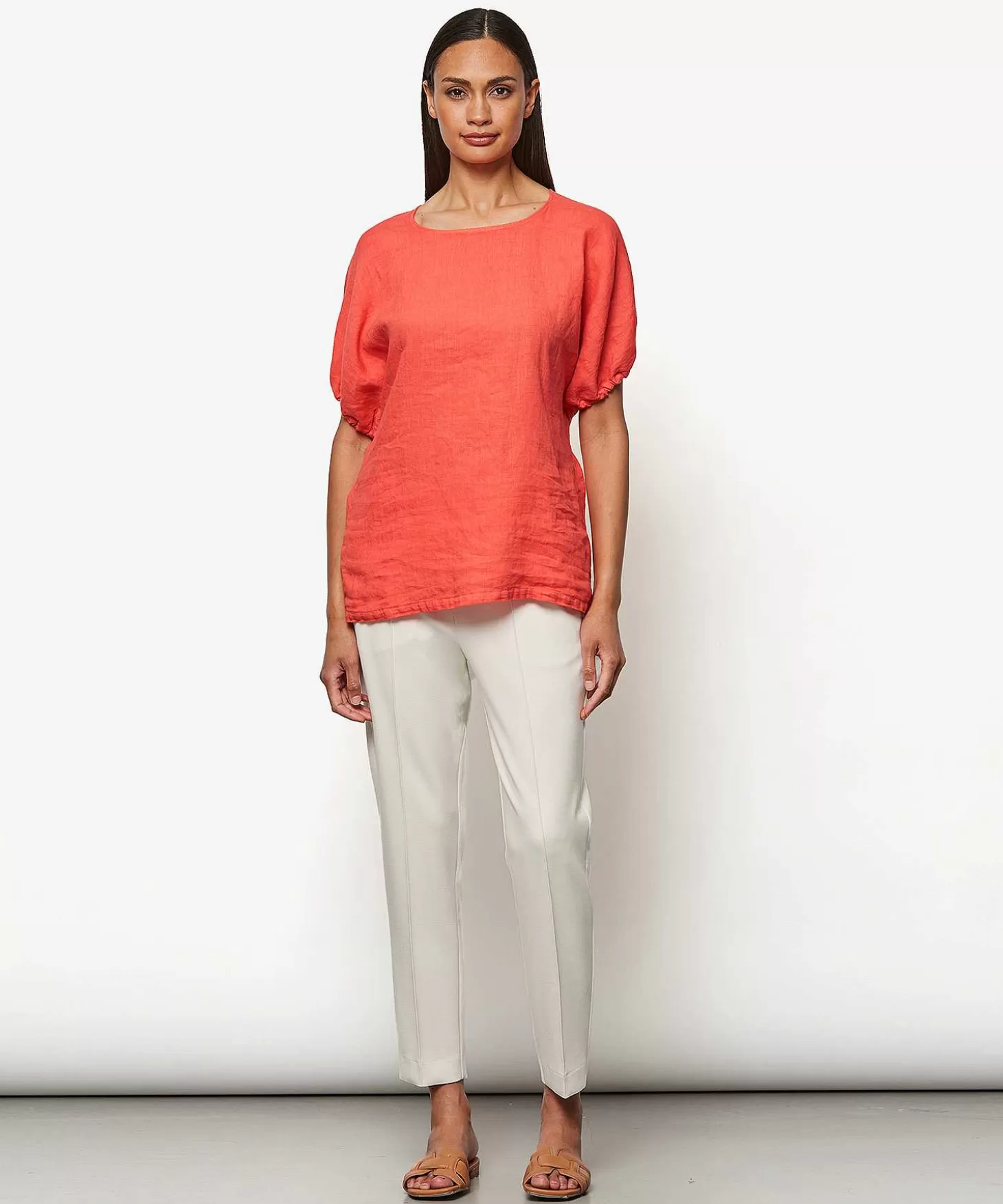 Linen Top Puff Sleeve*LaSalle Cheap