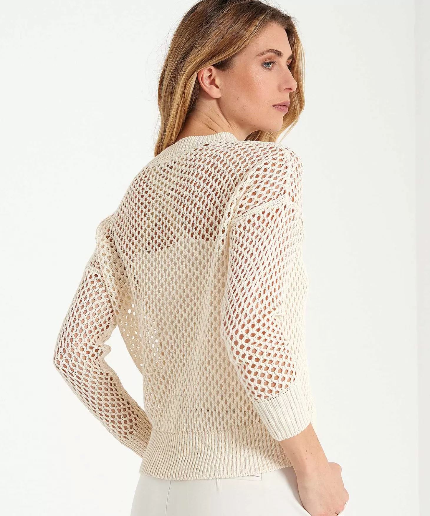 Openwork Sweater Linen Mix*LaSalle Hot