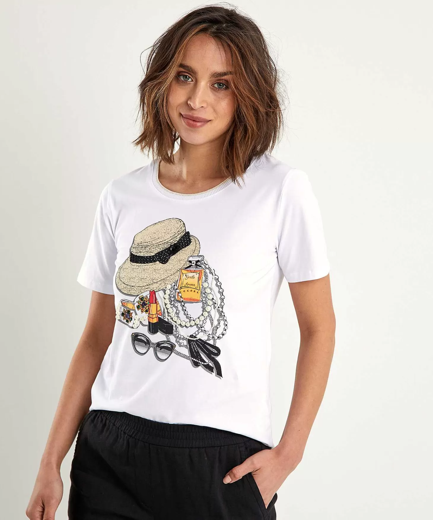 T-Shirt Fashion Print With Pearls*Leo & Ugo Flash Sale