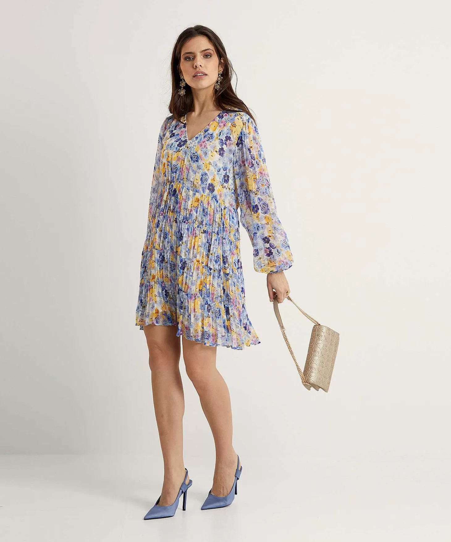 Pleated Dress Floral Print*LIU JO Cheap