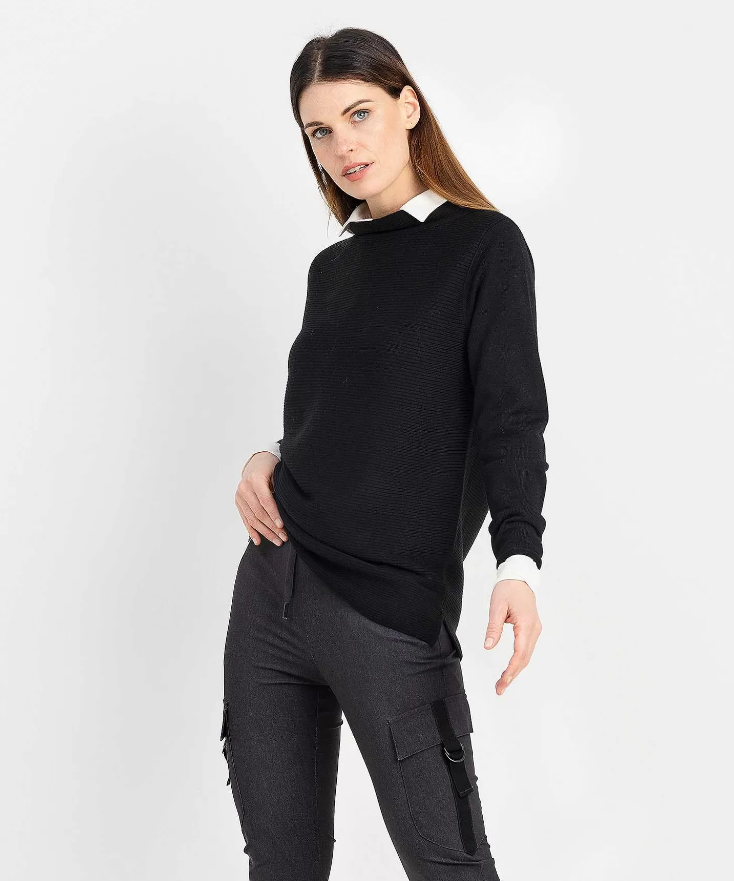 Long Sweater Horizontal Rib** Sale