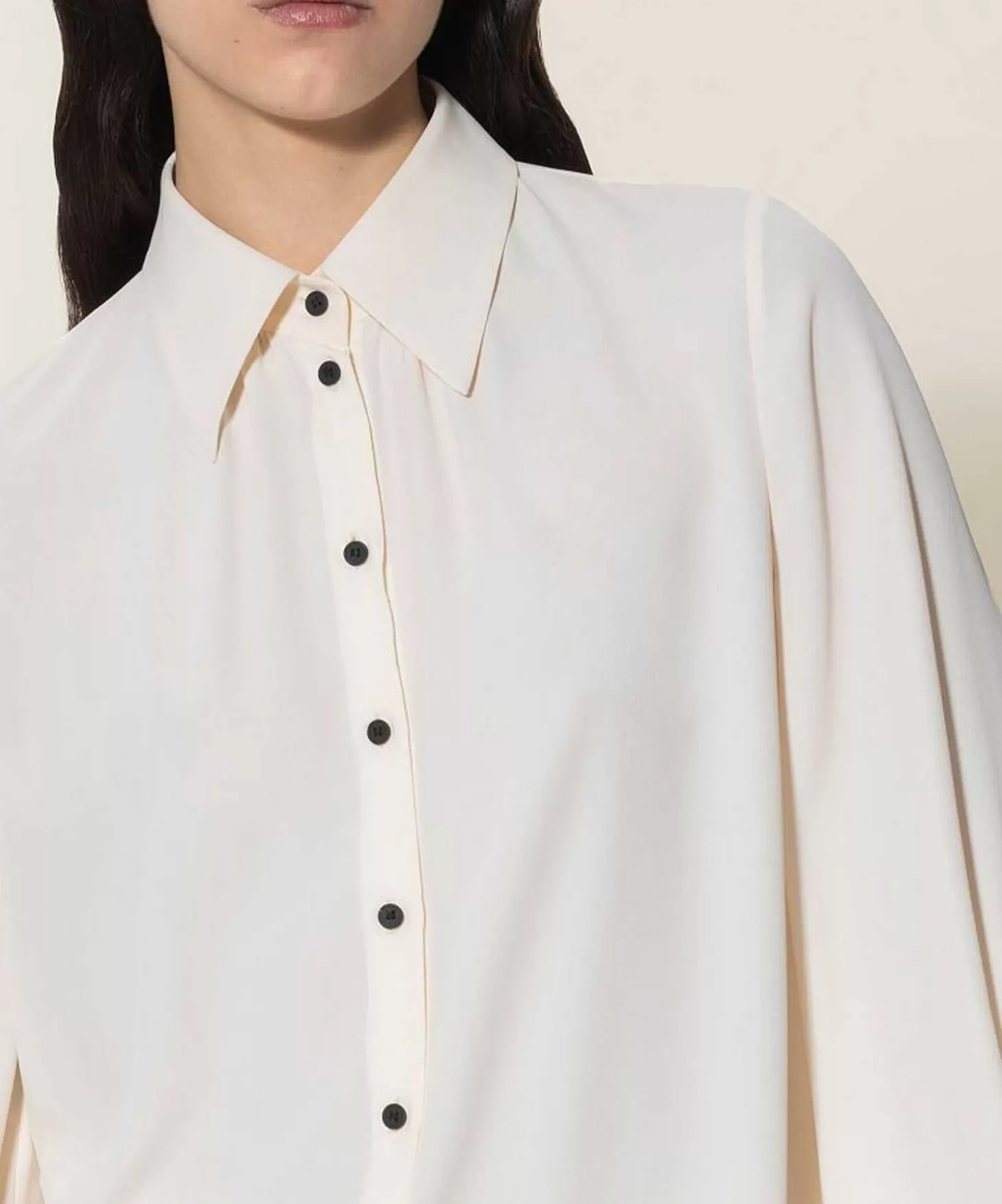 Blouse Silk Crepe Contrast Button*Luisa Cerano Online