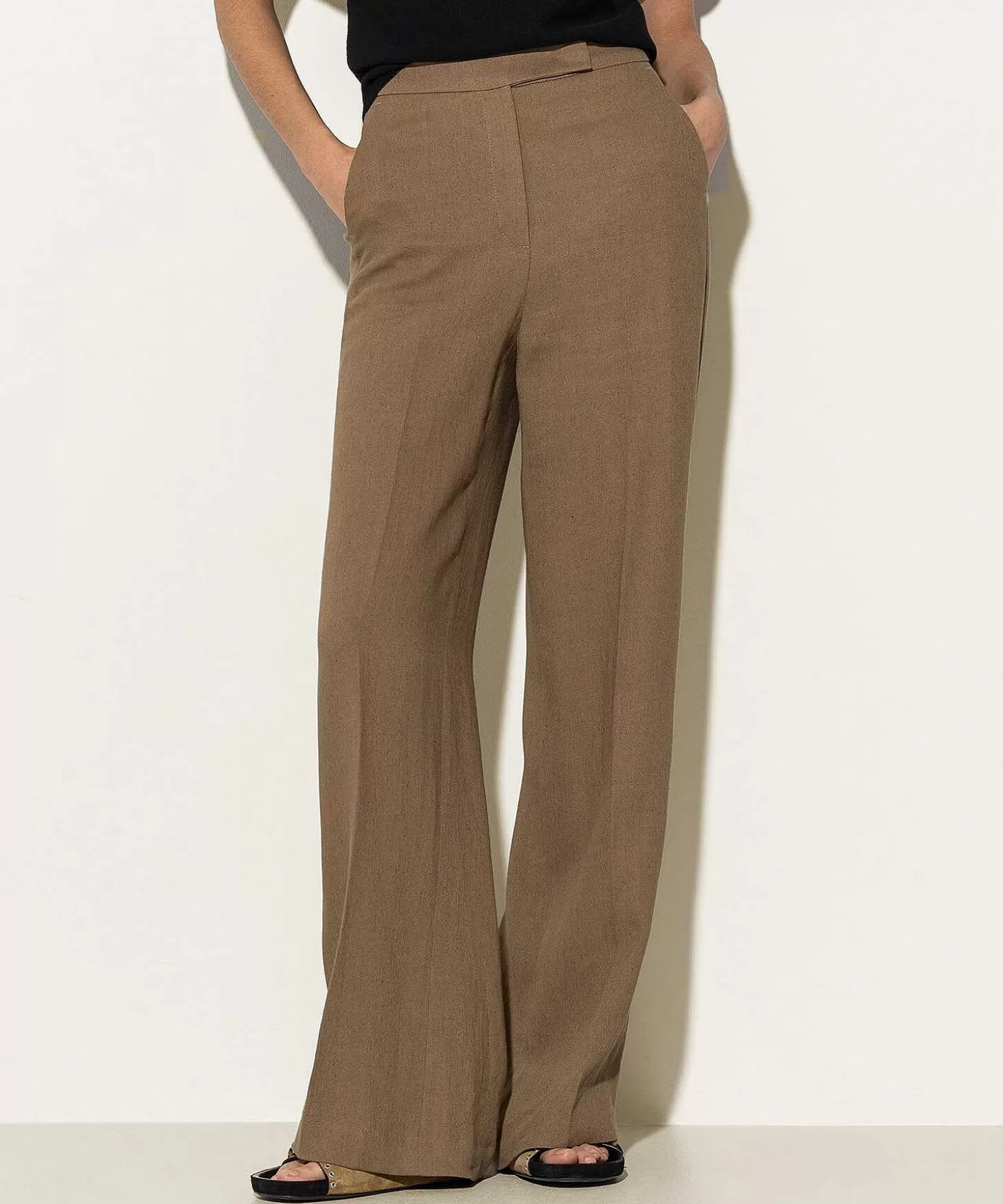 Linen Blend Wide Leg Pants*Luisa Cerano Fashion