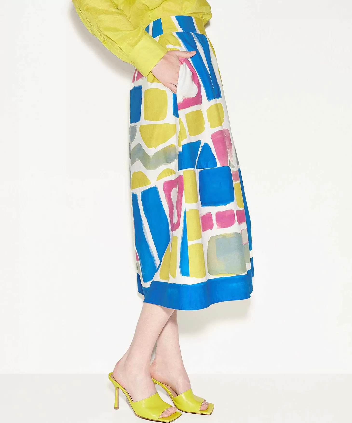 Poplin Skirt Graphic Print*Luisa Cerano Clearance