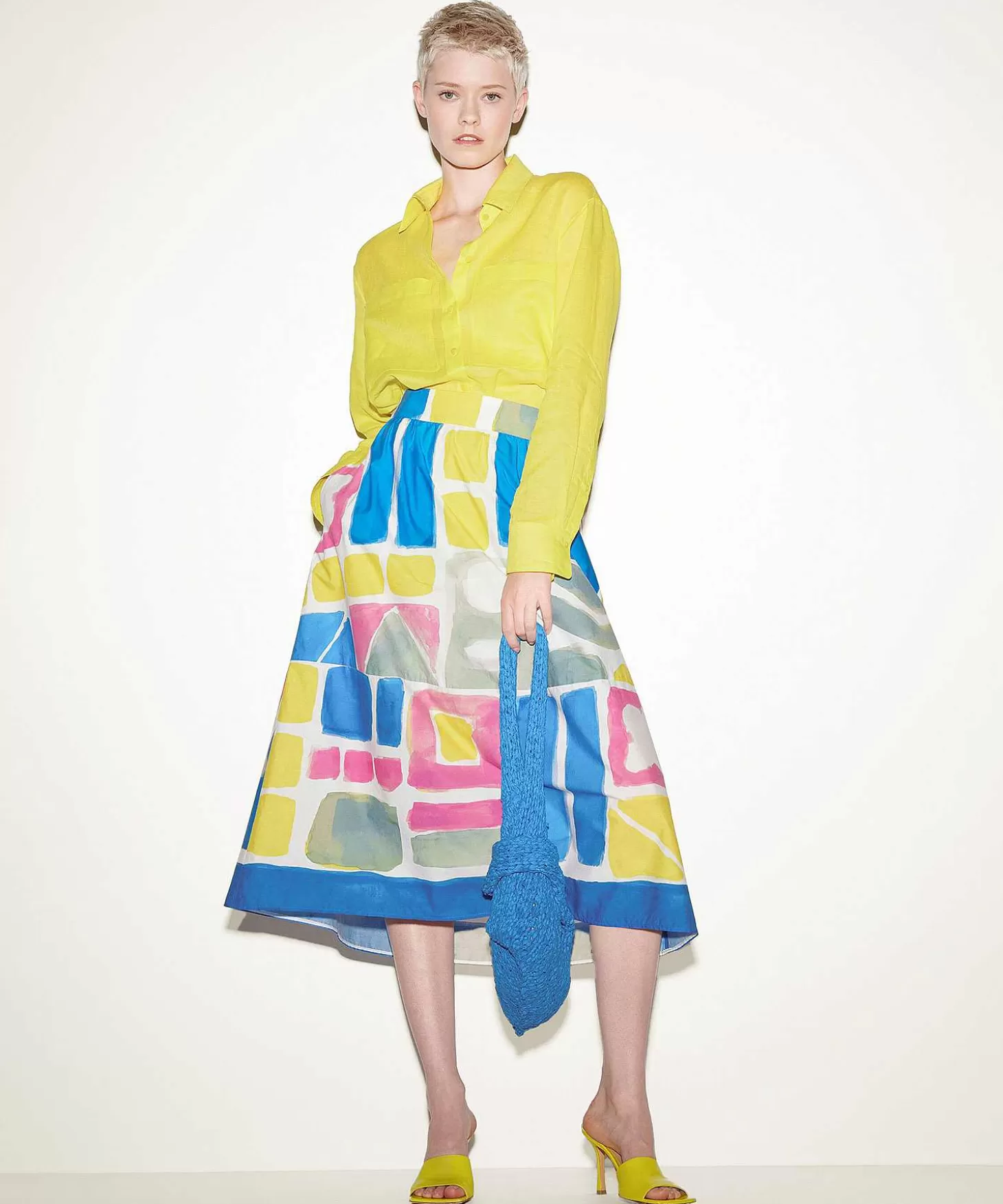 Poplin Skirt Graphic Print*Luisa Cerano Clearance