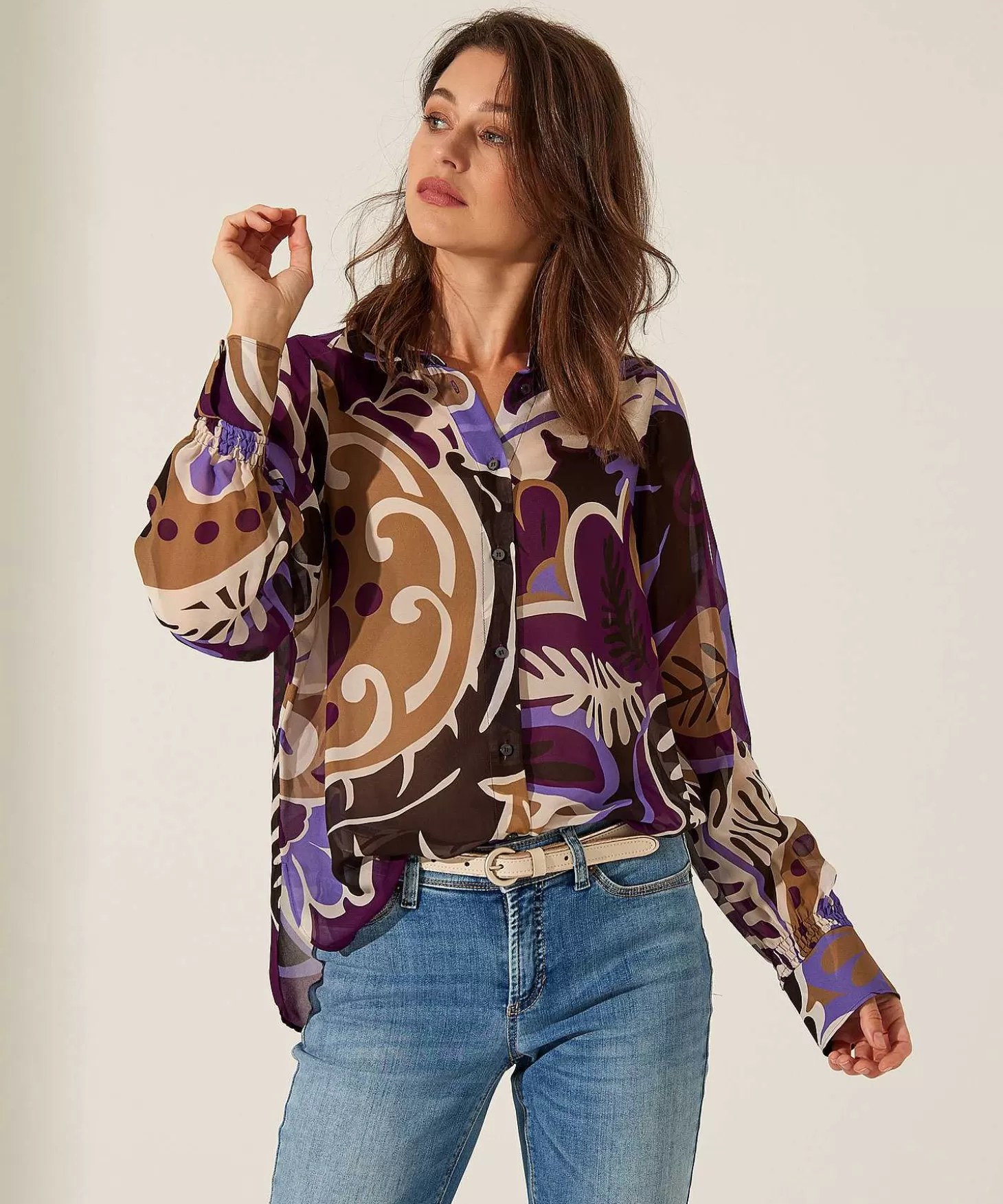 Voile Blouse Flower Print*Luisa Cerano Cheap