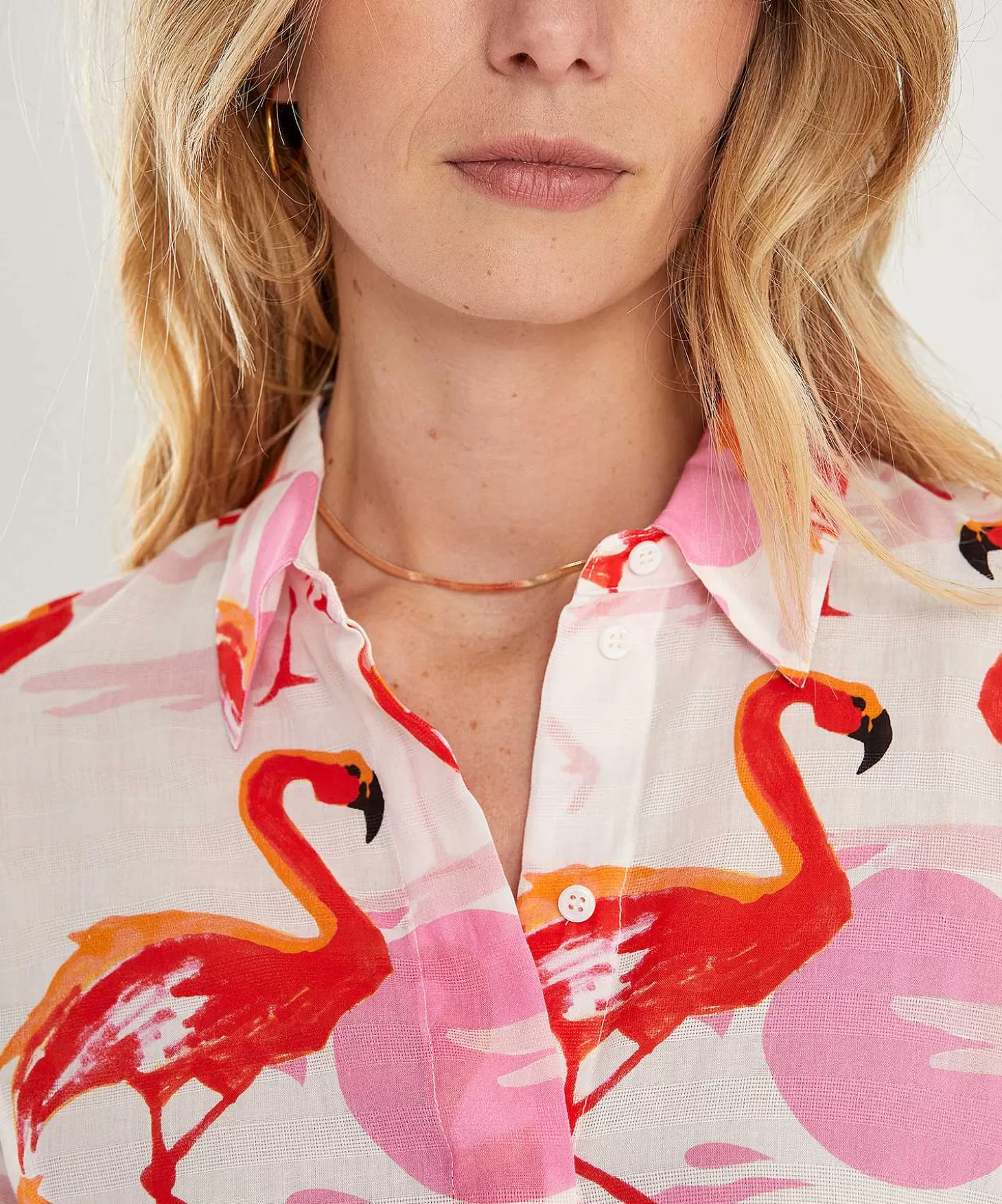 Marc Cain Long Cotton Voile Blouse Flamingo*Marc Cain Additions Clearance