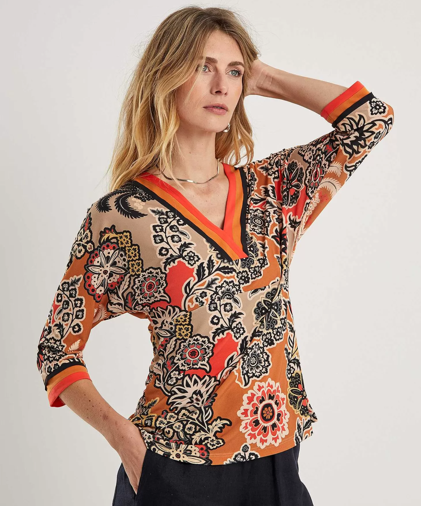 Marc Cain Slinky Kimono Top Flower Print*Marc Cain Collections Shop