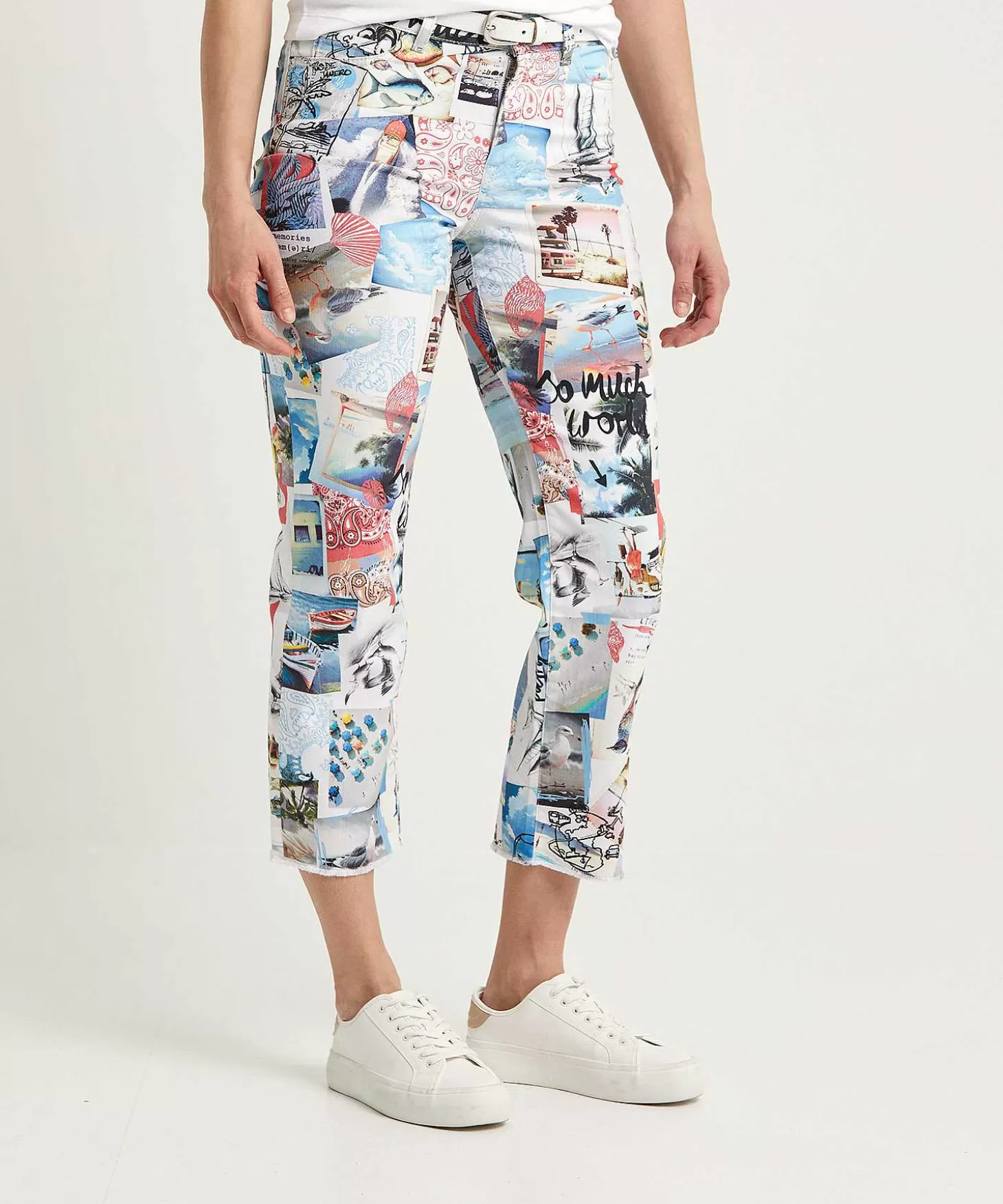 Cropped Jeans Photo Print Fyli*Marc Cain Sports Fashion