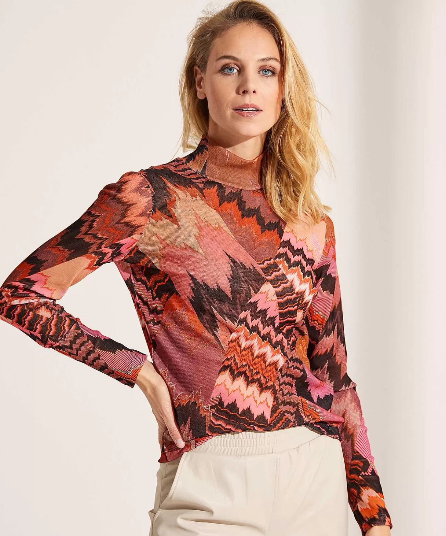 Soft Mesh Top Mountain Print*Marc Cain Sports Outlet