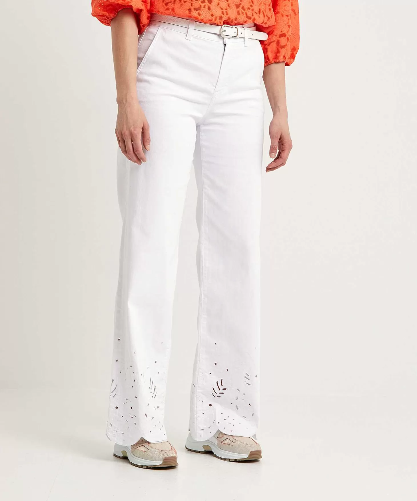 Marc Cain Wide Leg Pants With Broderie Warri*Marc Cain Collections Best