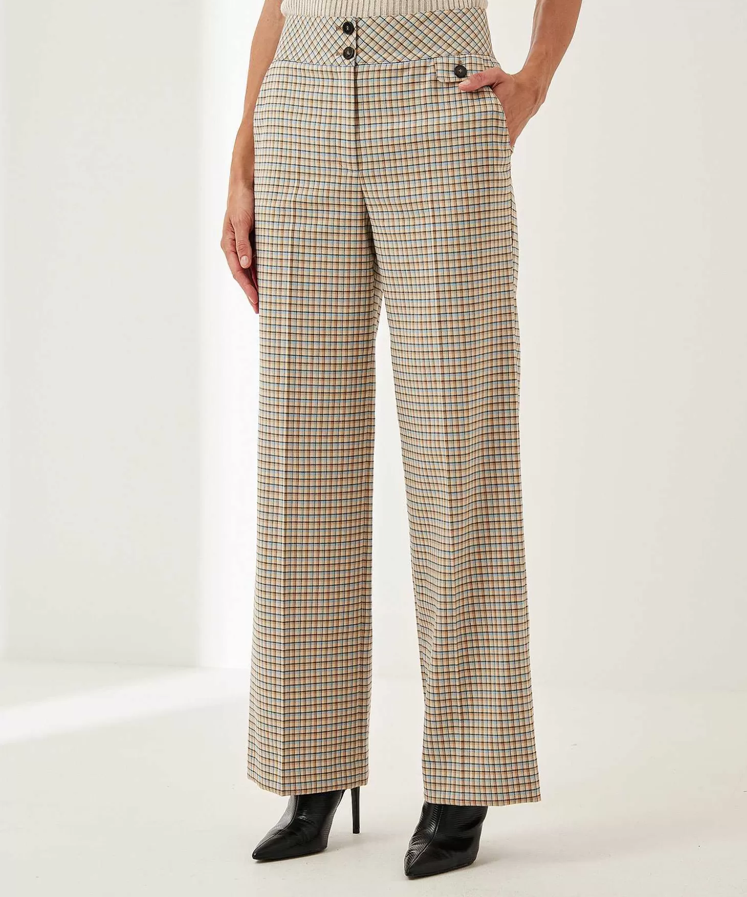 Marc Cain Wide Leg Trousers Check Pattern Waxhaw*Marc Cain Collections New