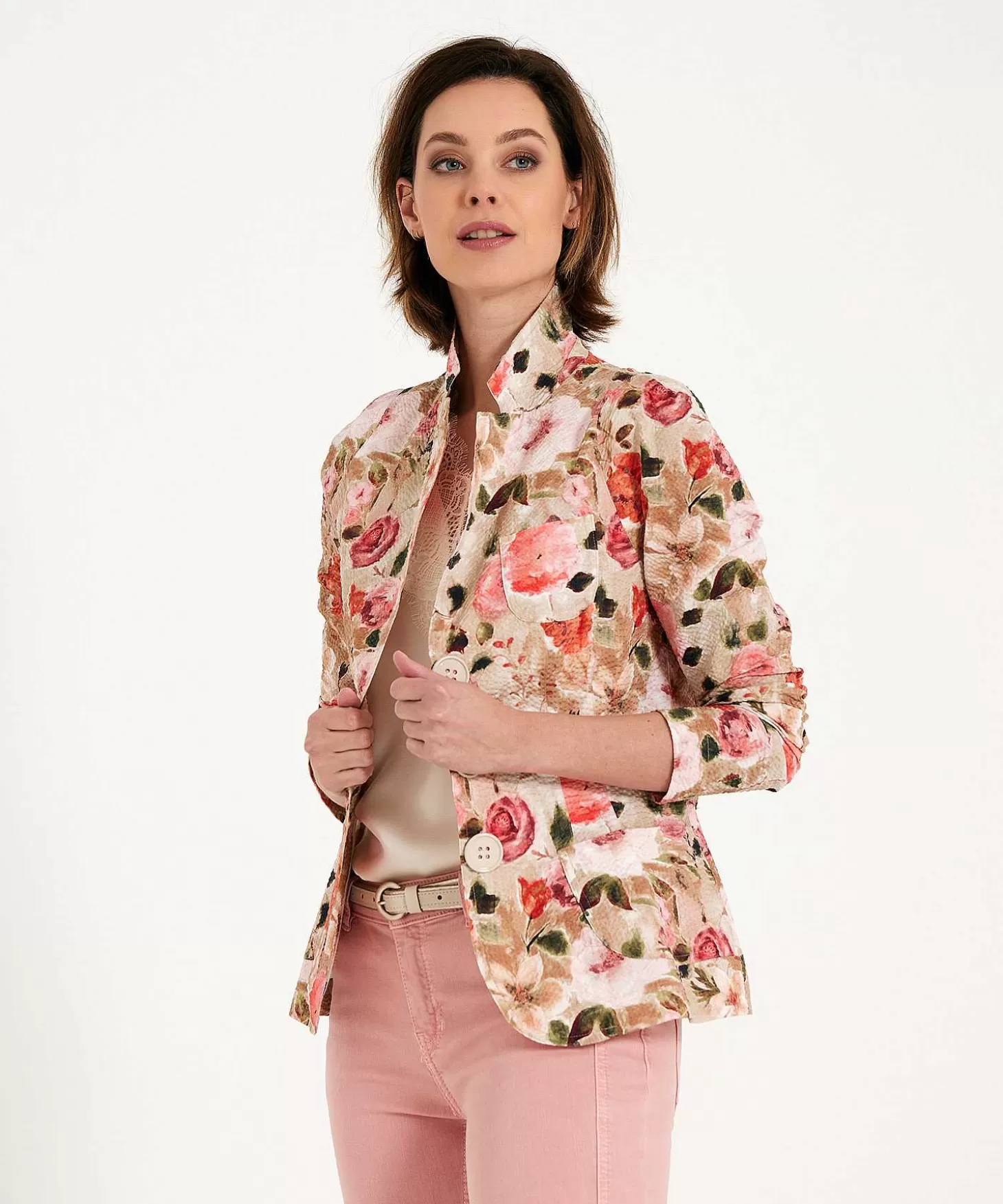 Blazer Seersucker Rose Print*ML Collections Store