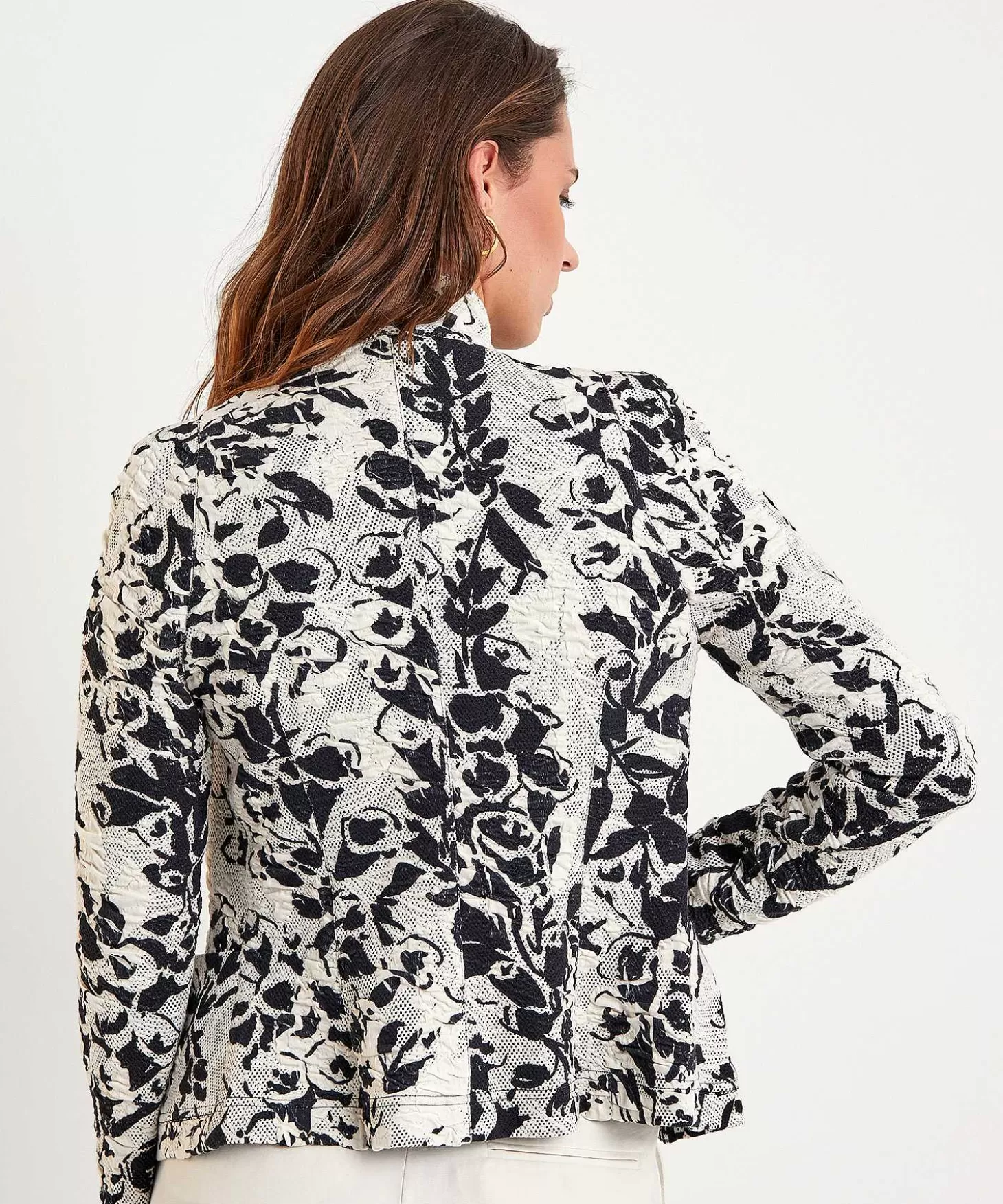 Structure Blazer Flowers Black White*ML Collections Shop