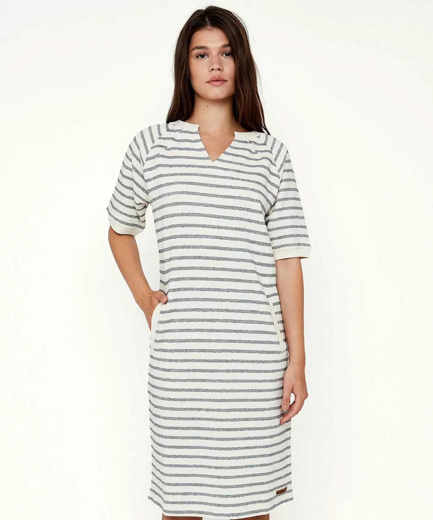 Sweat Dress V-Neck Stripes Wild*Moscow Cheap