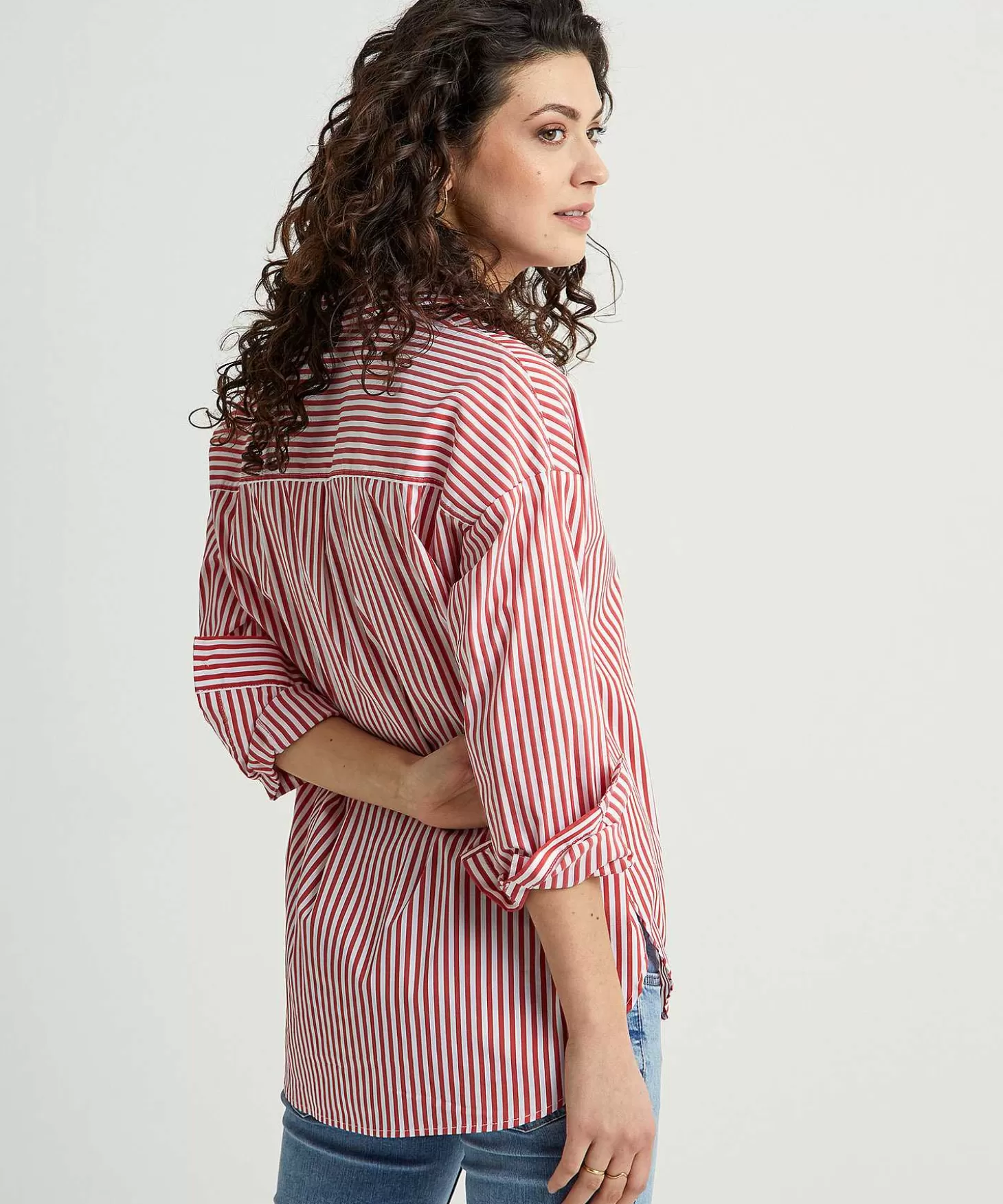 Longer Blouse Stripe*OUI Shop