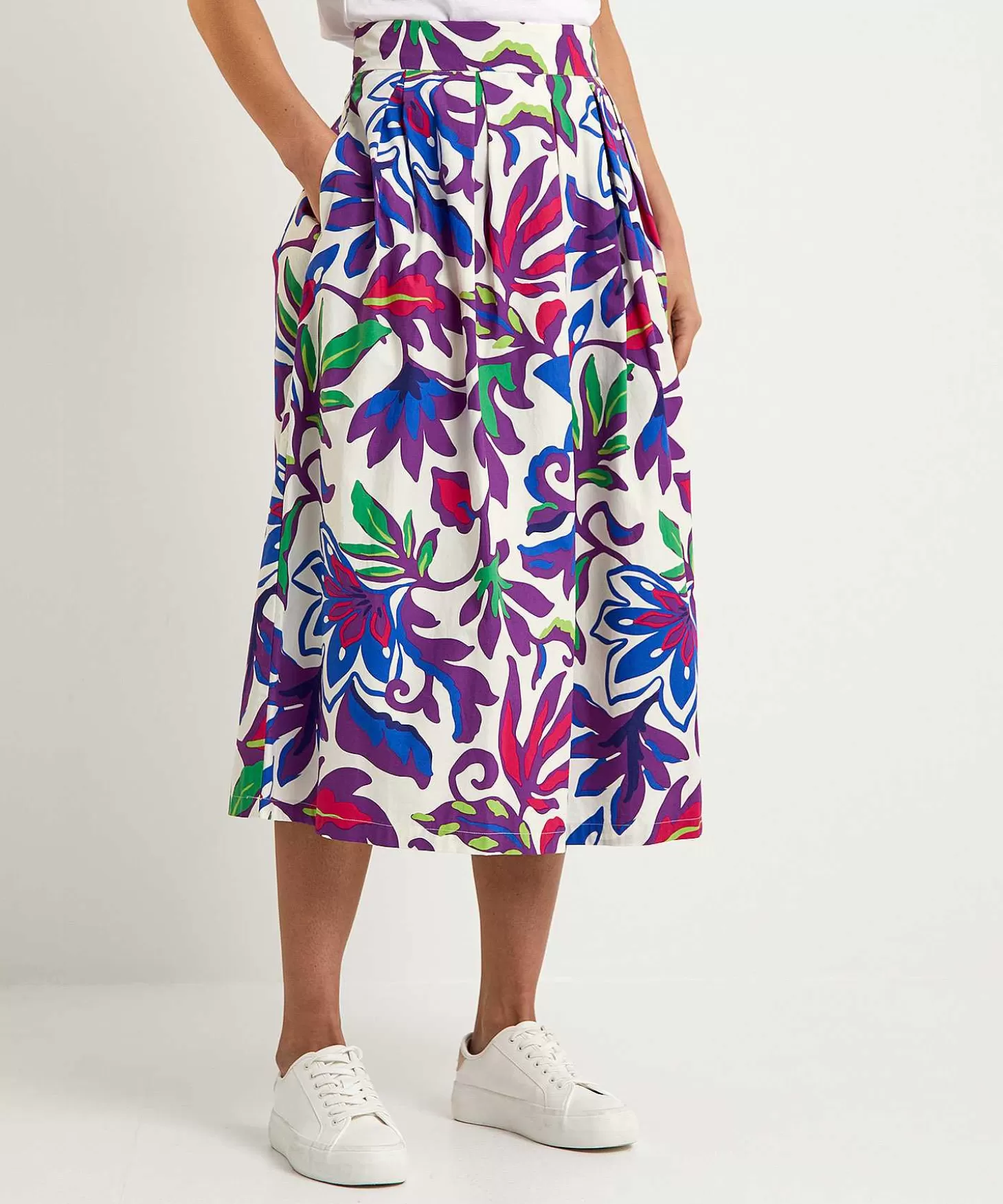 Poplin Pleated Skirt Big Flower*OUI Cheap