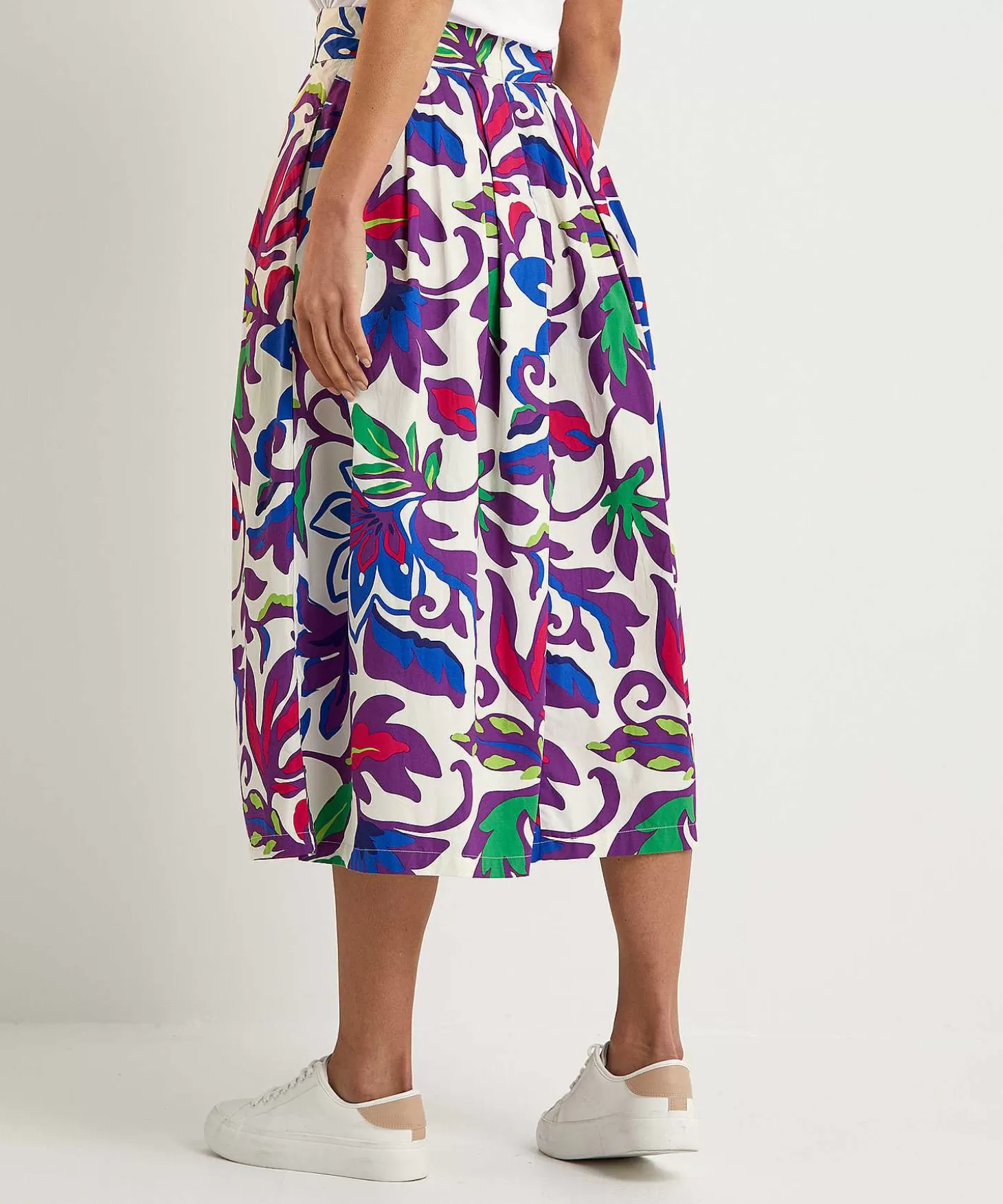 Poplin Pleated Skirt Big Flower*OUI Cheap