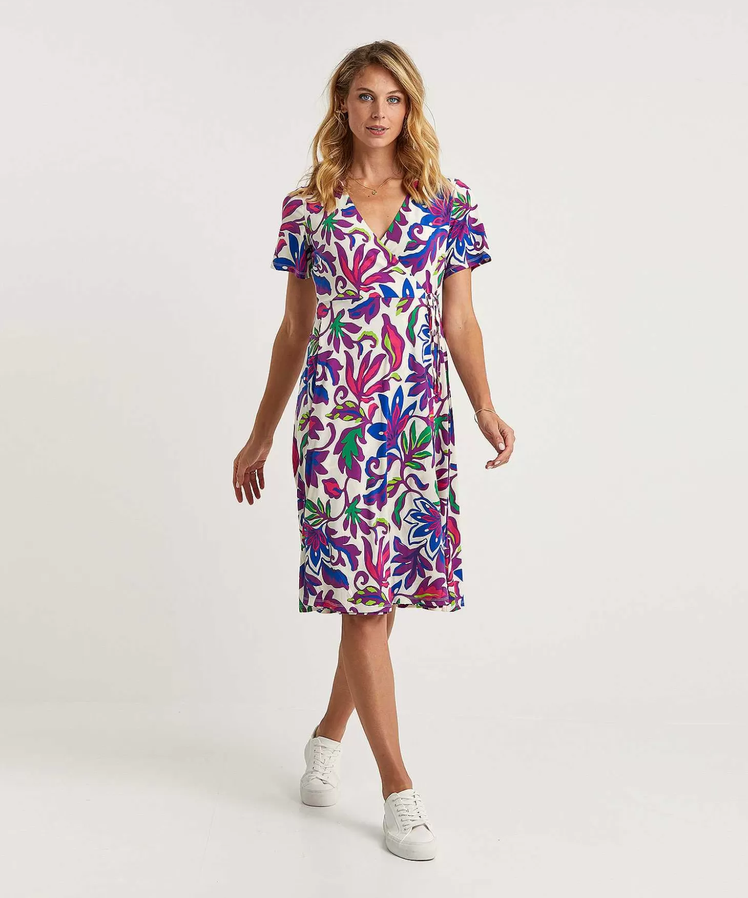 Slinky Wrap Dress Big Flower*OUI Outlet