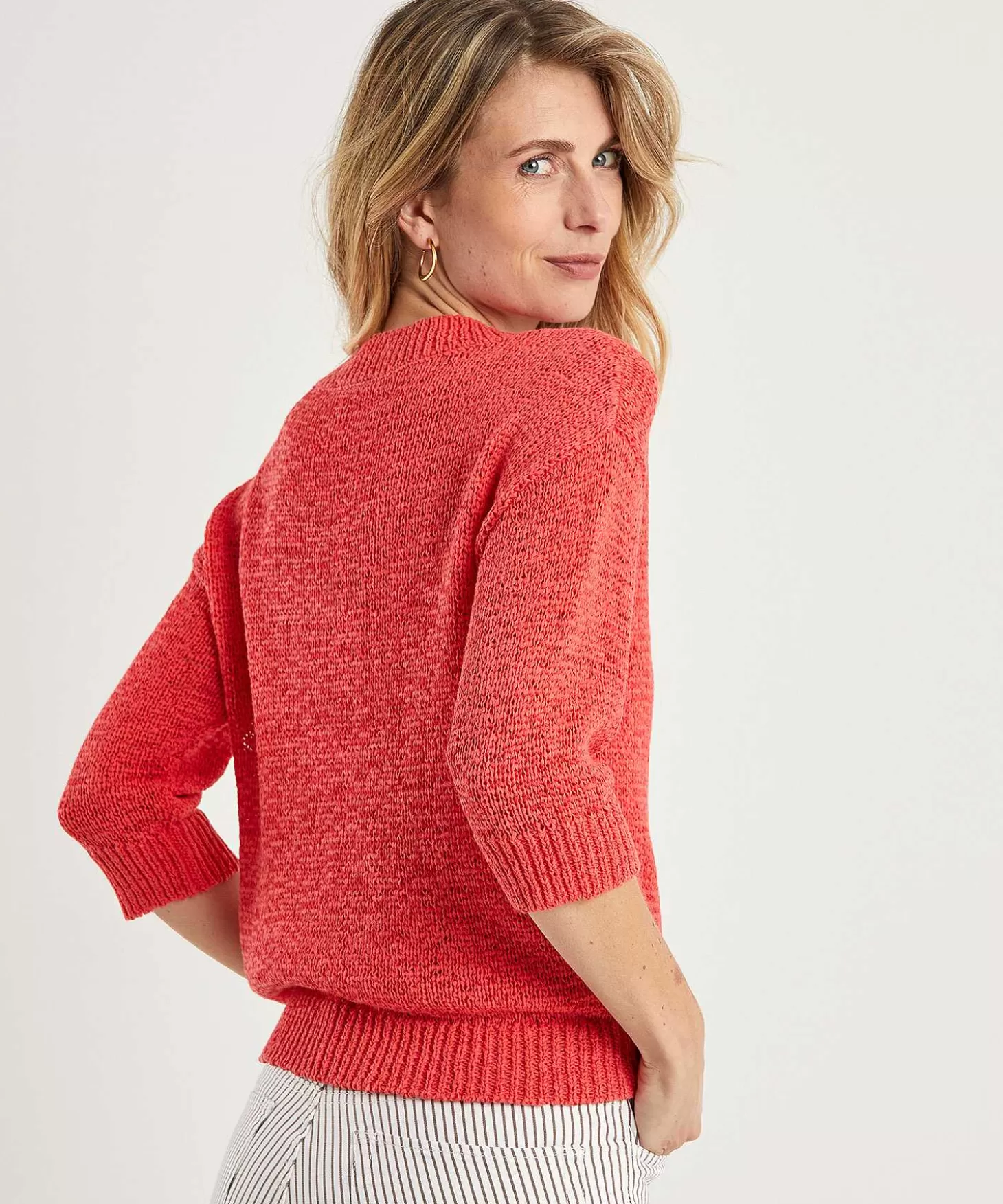 Ribbon Yarn Sweater V-Neck** Flash Sale