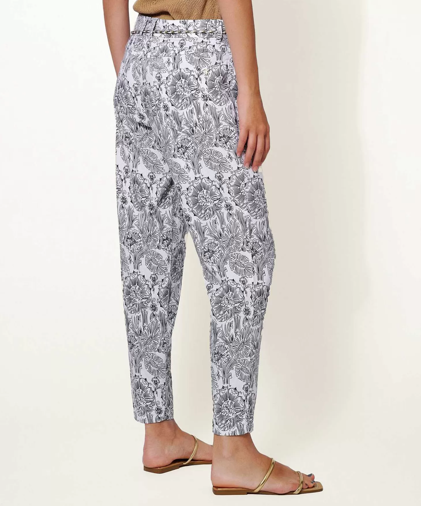 Linen Mix Pants Flowers May*Rosner Discount