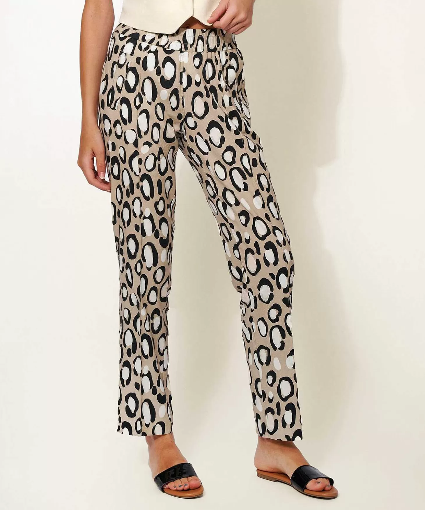 Linen Mix Trousers Panther Print May Zigarette*Rosner Flash Sale