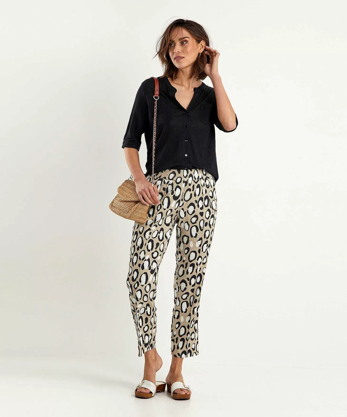 Linen Mix Trousers Panther Print May Zigarette*Rosner Flash Sale