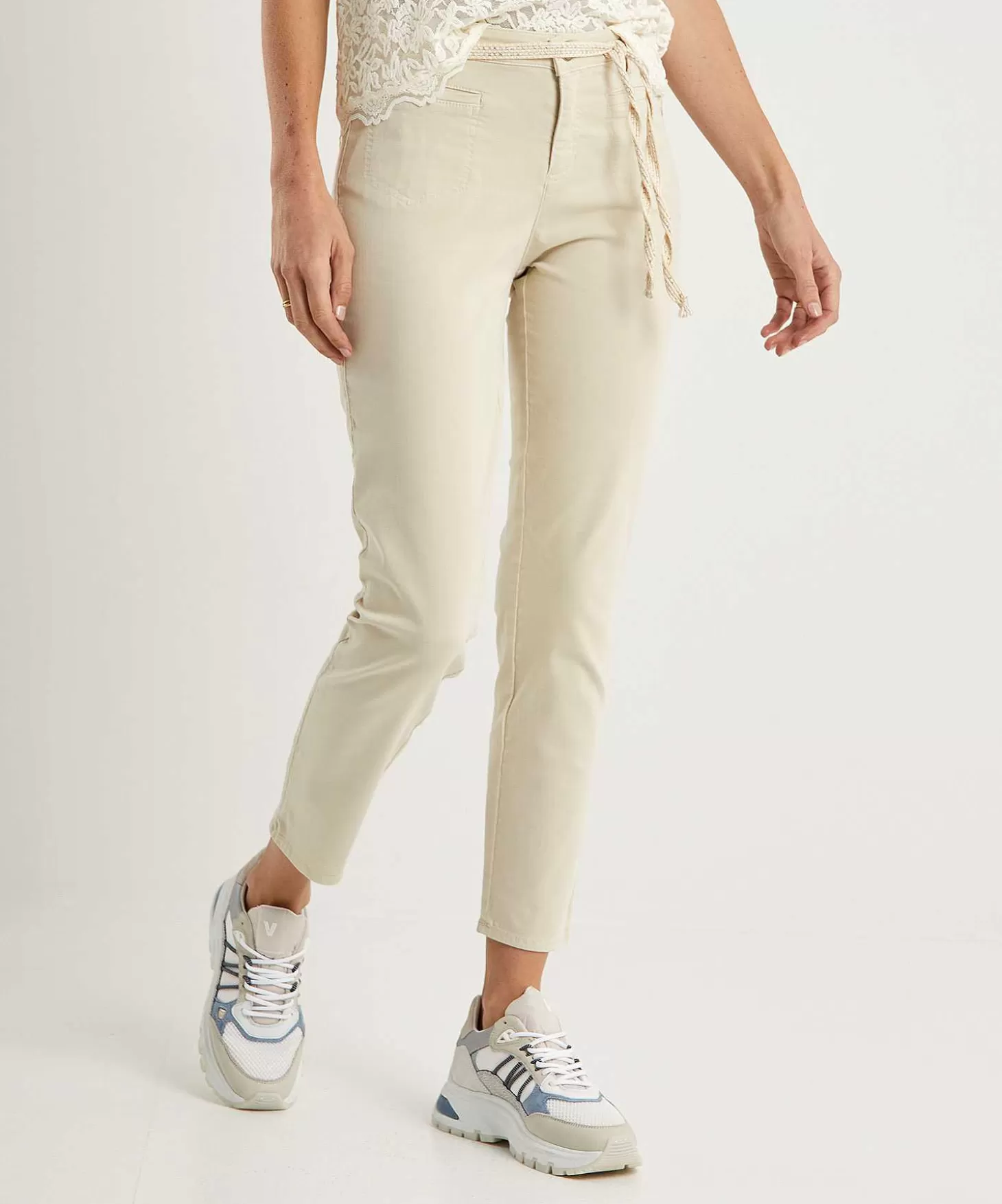 Slim Fit Trousers With Belt Alisa*Rosner Best Sale