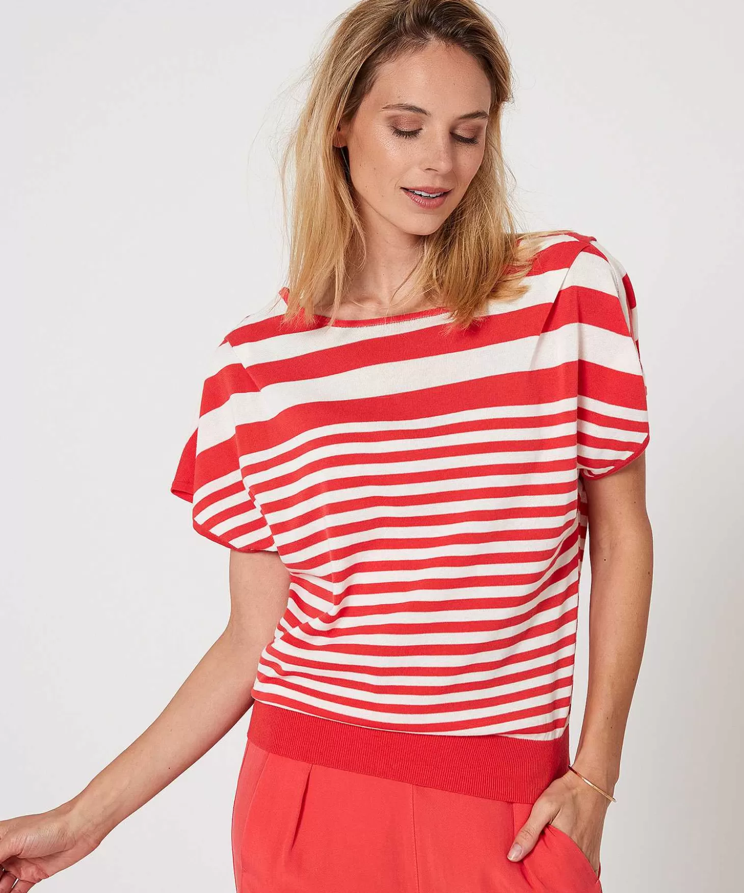 Stripe Sweater With 2 Necklines** Best