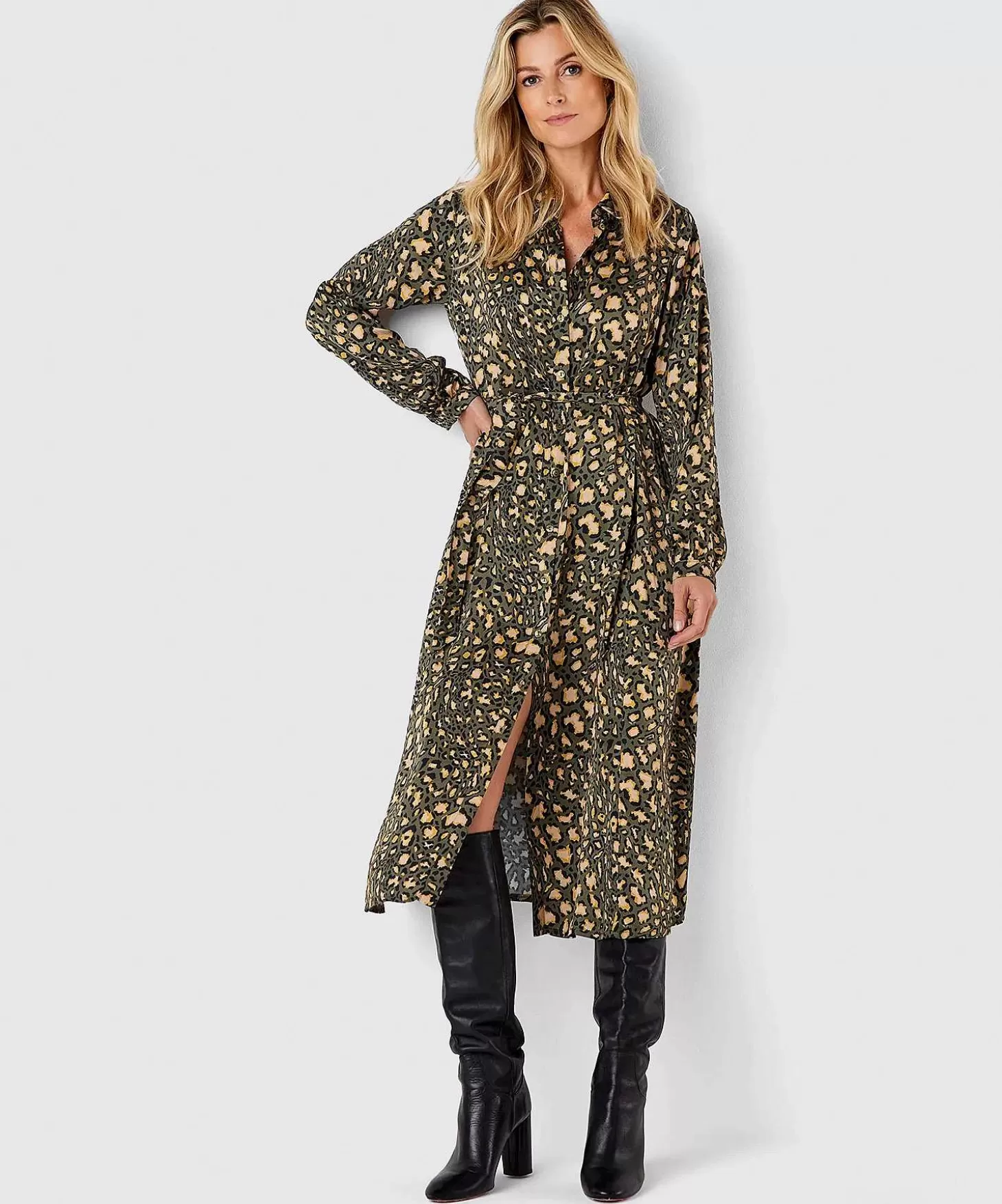 Animal Print Shirt Dress*Summum New