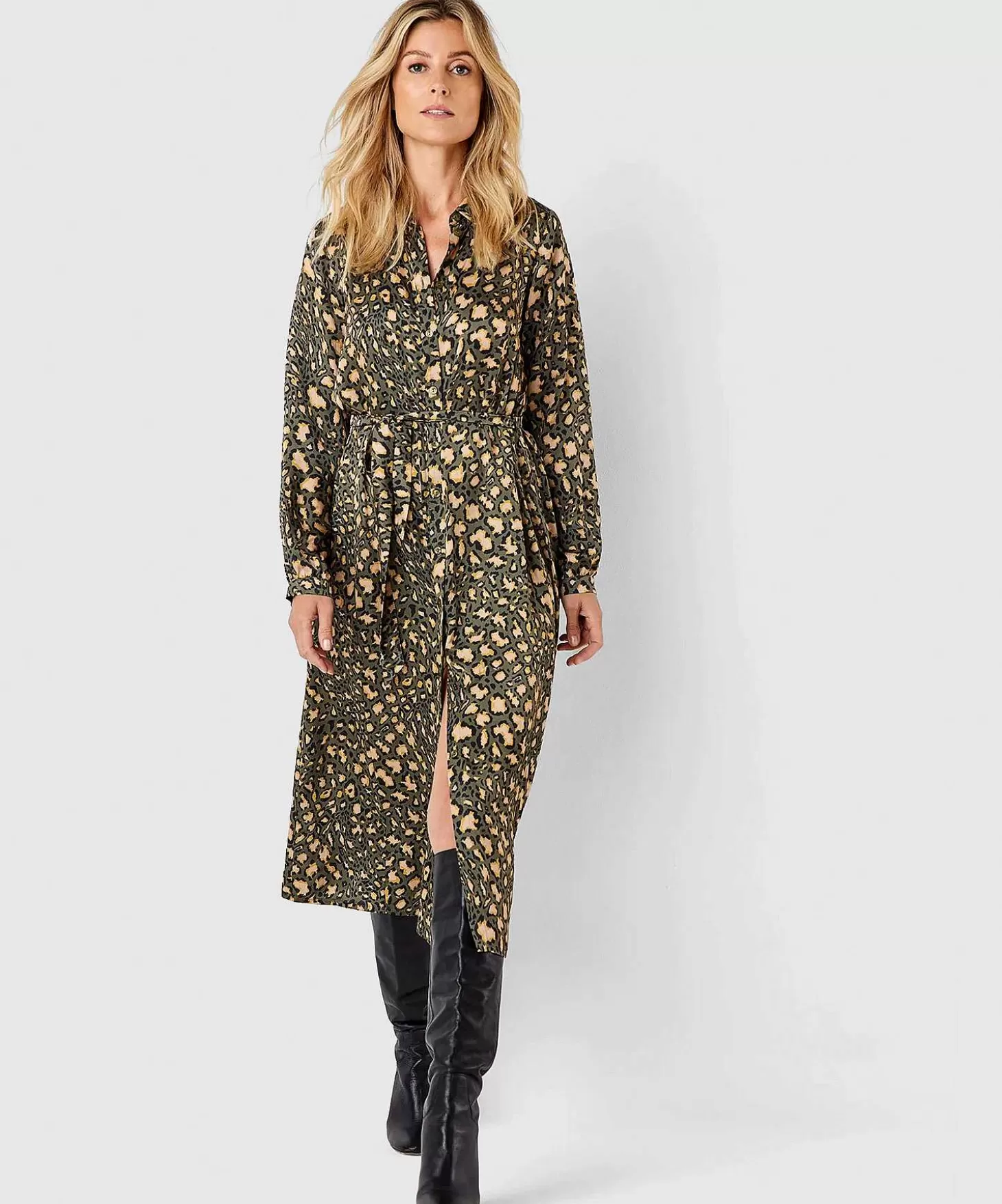 Animal Print Shirt Dress*Summum New